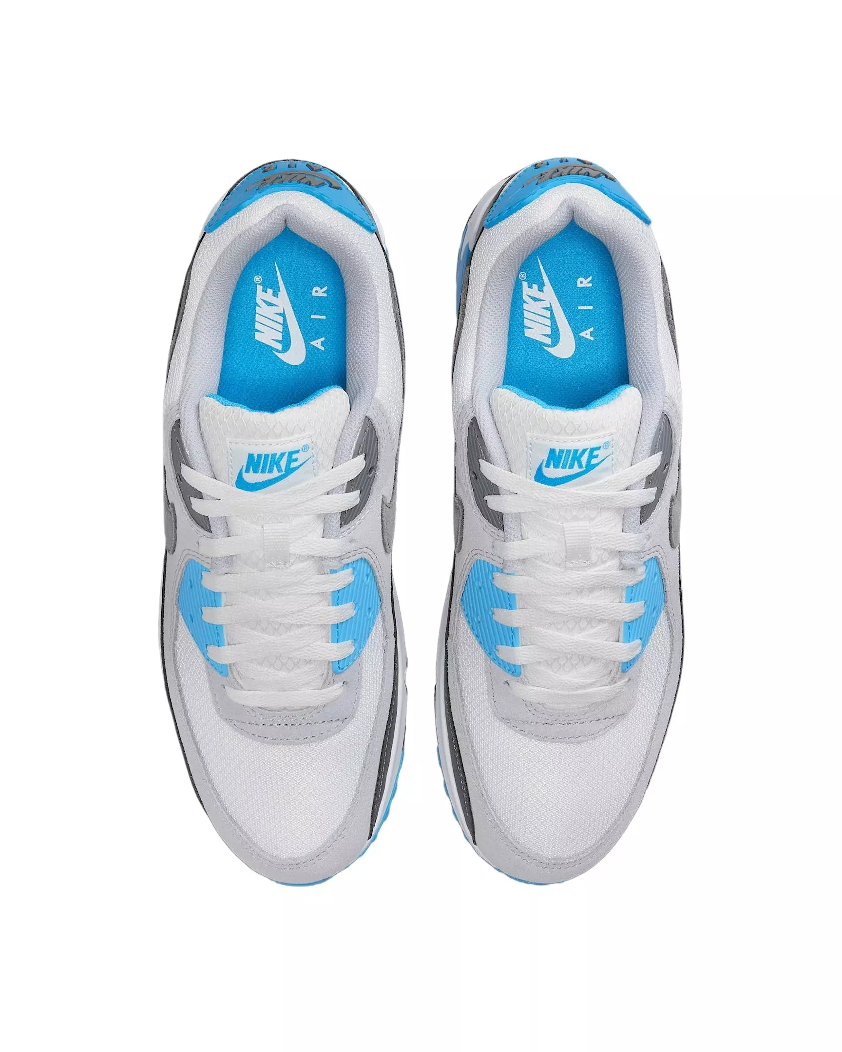 Nike Air Max 90 "Platinum Tint/Blue Lightning/Wolf Grey/Iron Grey" Men's Shoe - PLATINUM/BLUE/GREY/GREY
