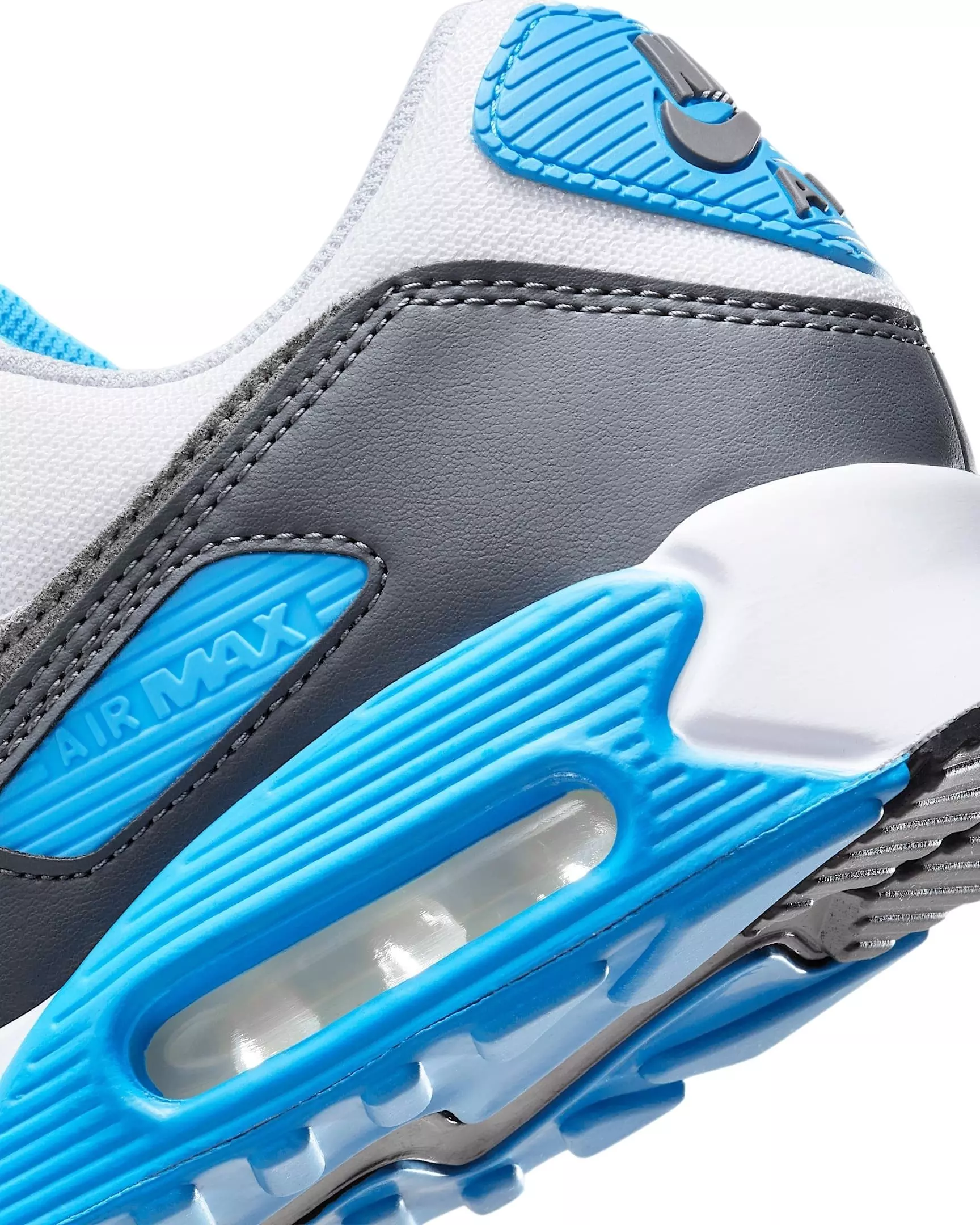 Nike Air Max 90 "Platinum Tint/Blue Lightning/Wolf Grey/Iron Grey" Men's Shoe - PLATINUM/BLUE/GREY/GREY