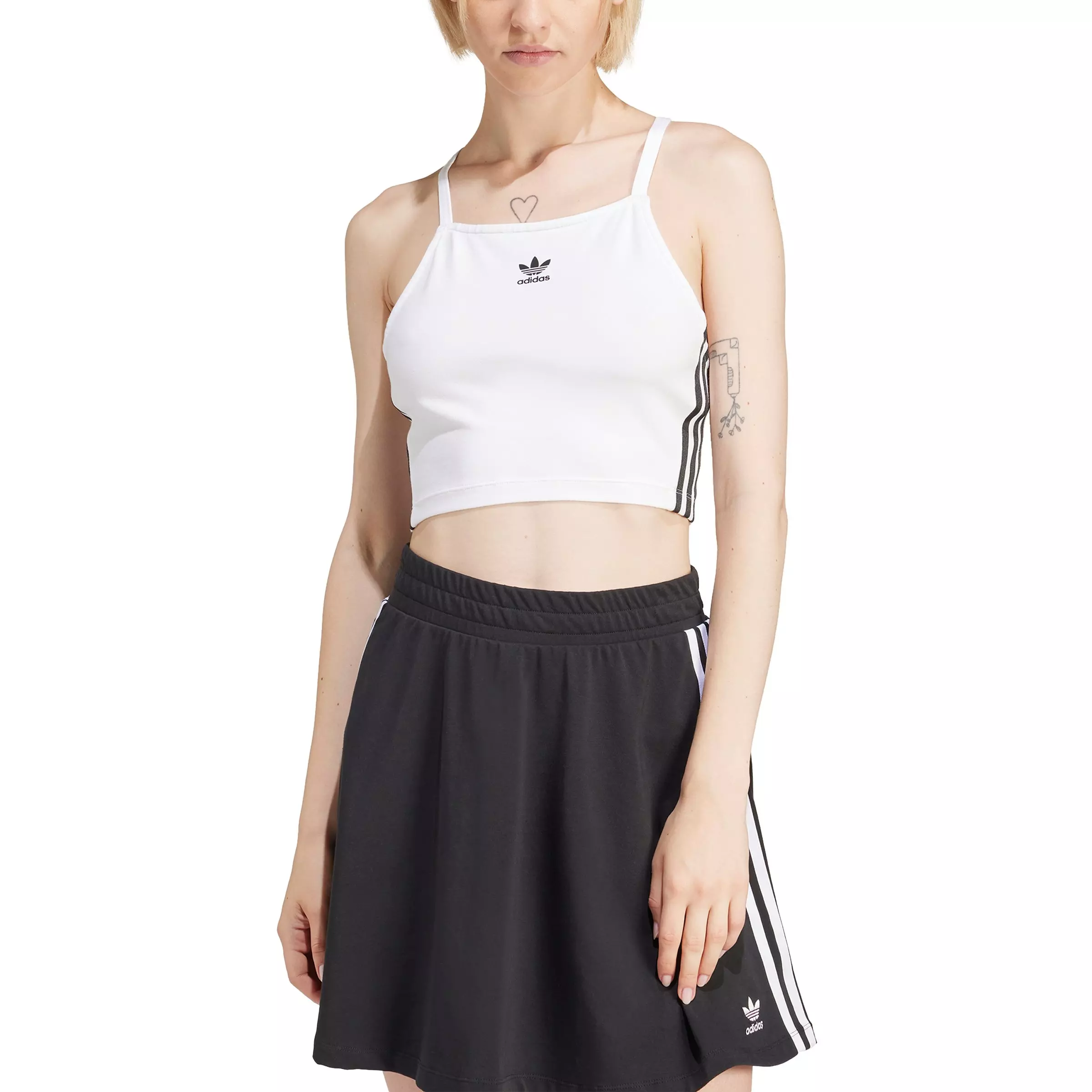 adidas Originals Women's Adicolor 3-Stripes Crop Top -White - WHITE