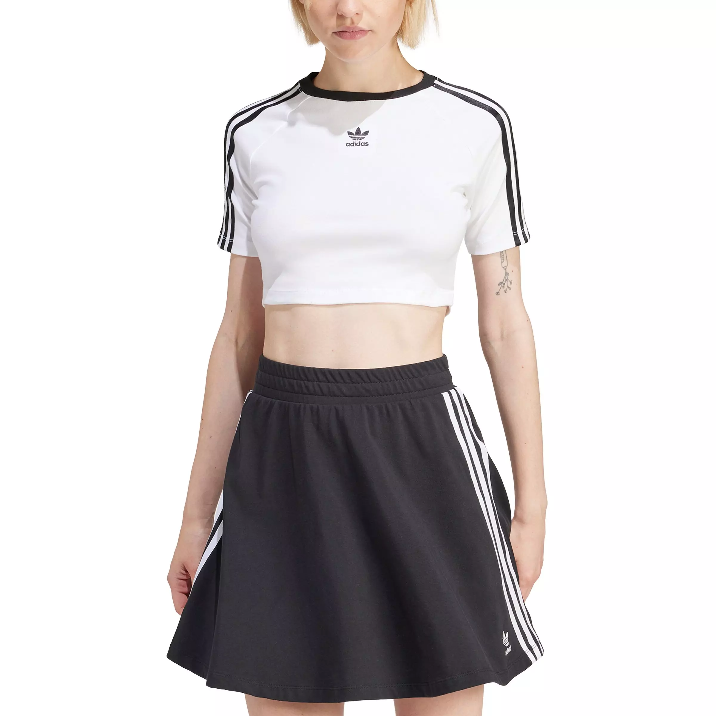 adidas Originals Women's 3-Stripes Baby T-Shirt -White - WHITE