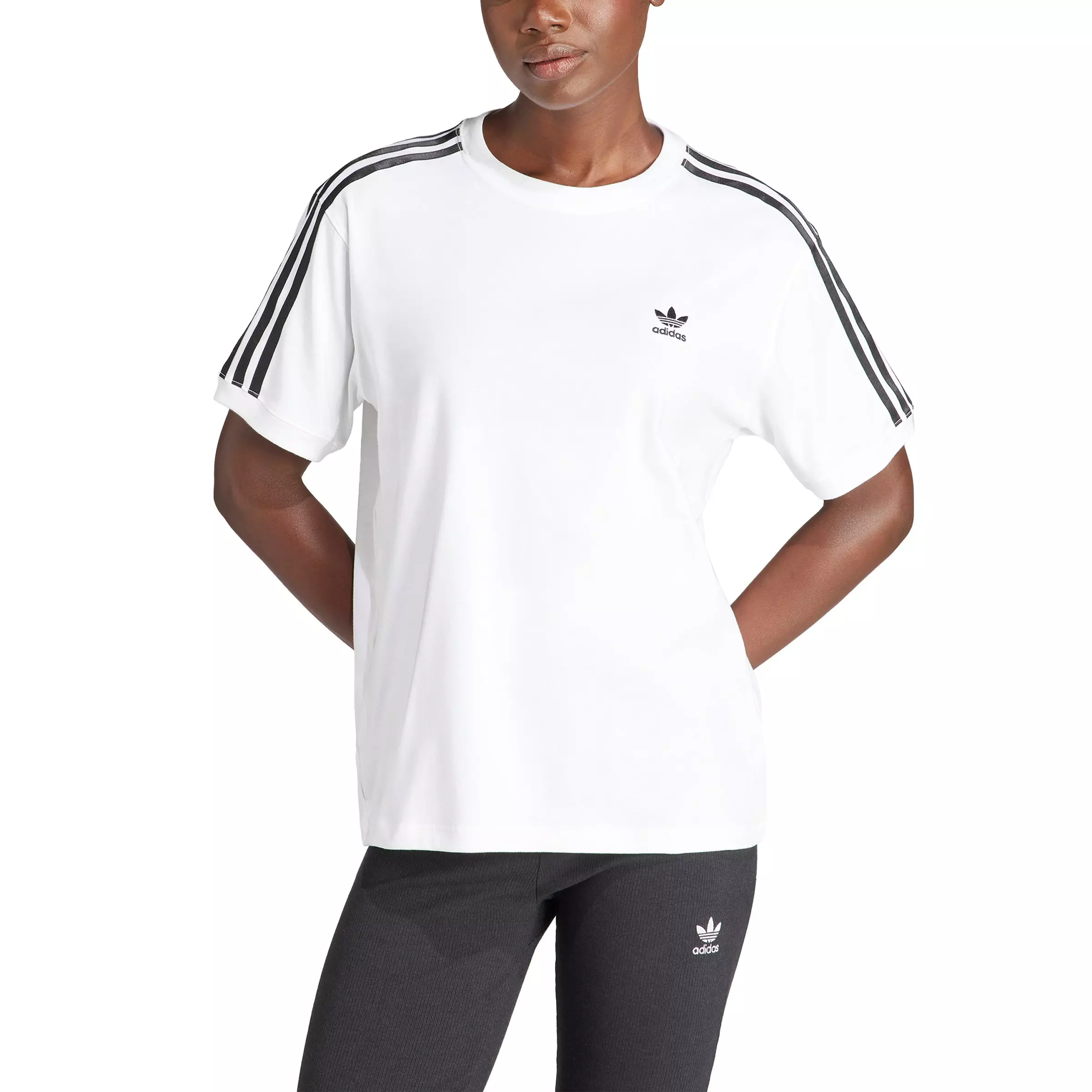 adidas Originals Women's Adicolor 3-Stripes Short-Sleeve T-Shirt -White - WHITE