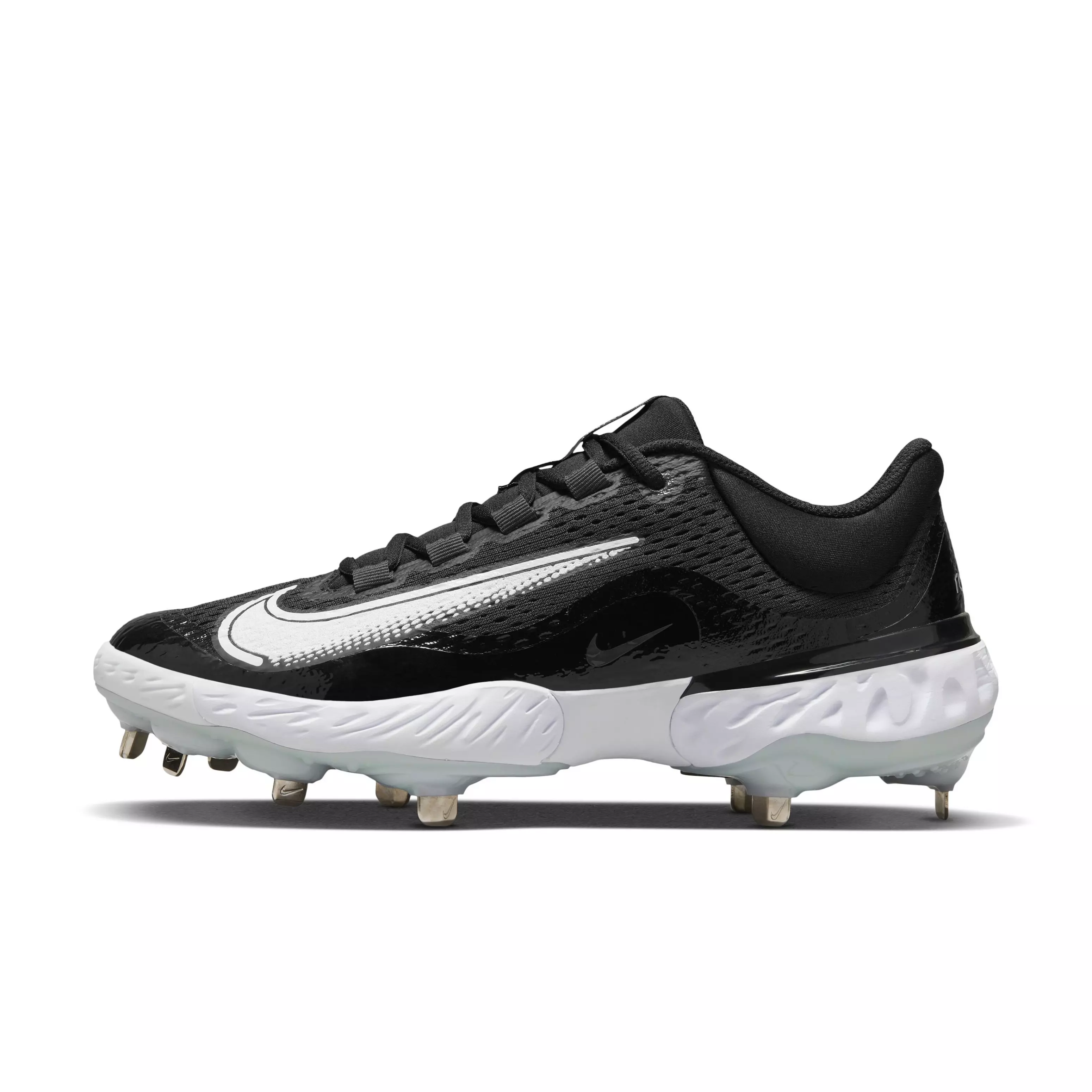 Nike Alpha Huarache Elite 4 Low "Black/White/Blue Tint/Anthracite" Men's Baseball Cleat - BLACK/WHITE/BLUE/ANTHRACITE