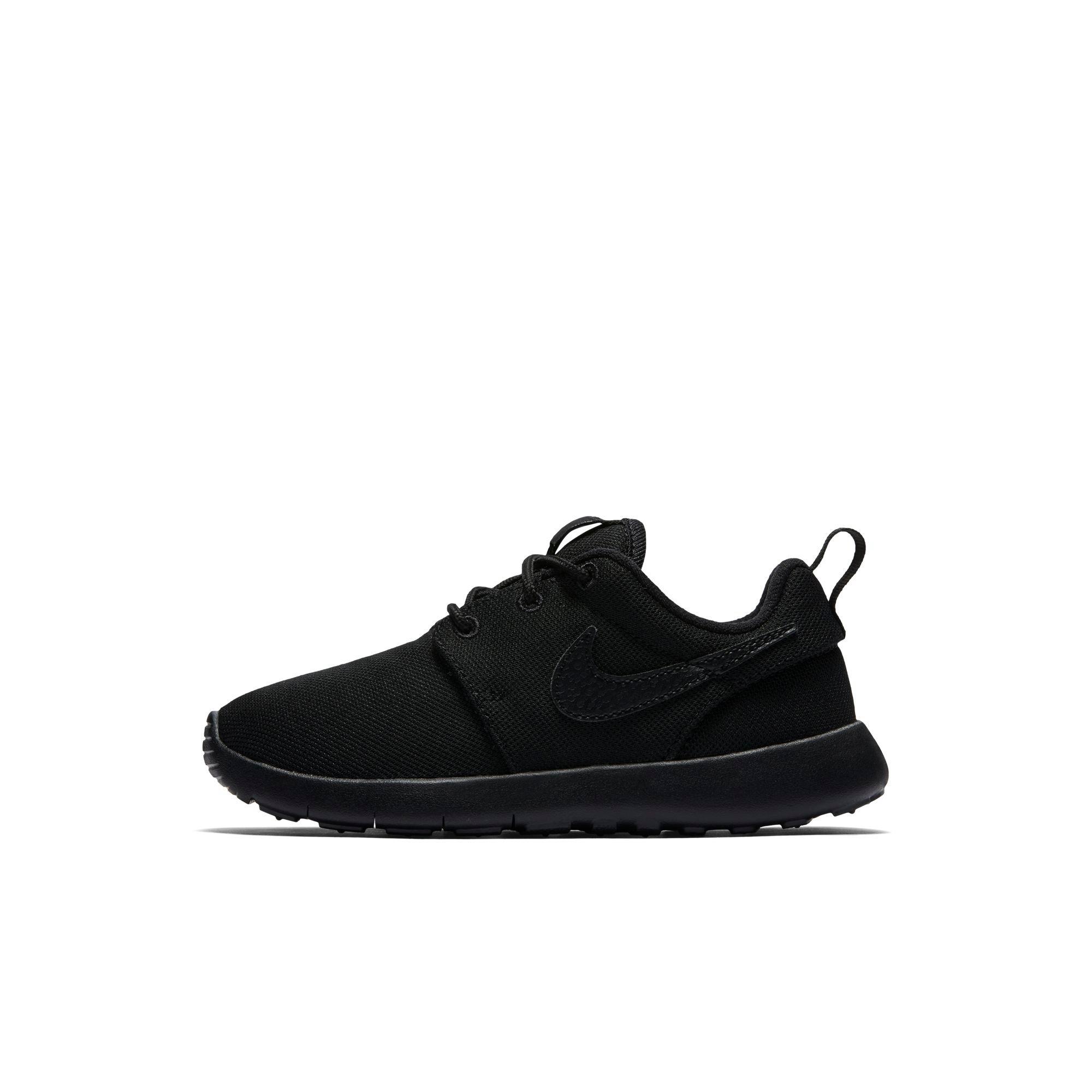 all black roshe kids