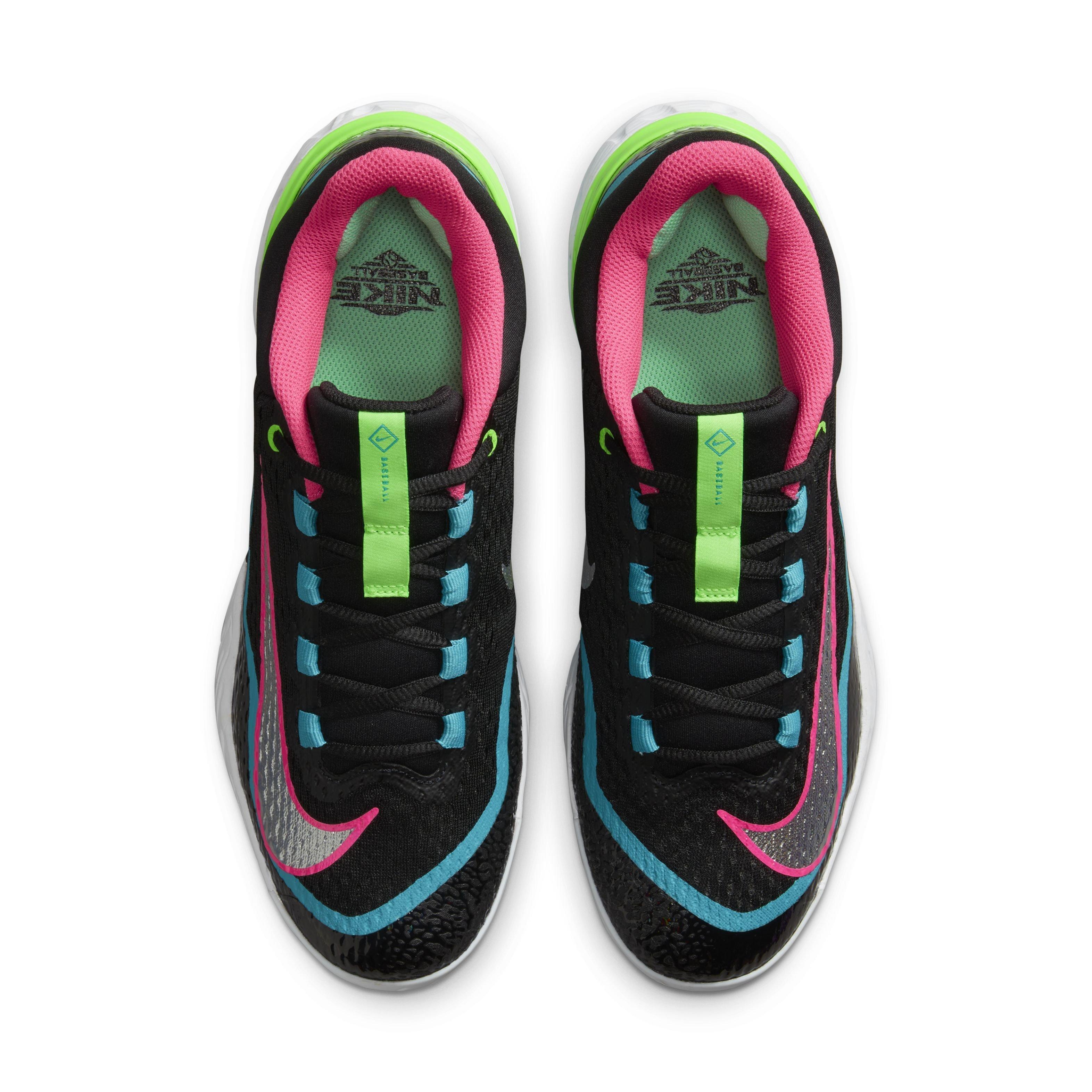 Nike Alpha Huarache Elite 4 Low Black/White/Teal Nebula/Hyper Pink Men's  Baseball Cleat - Hibbett