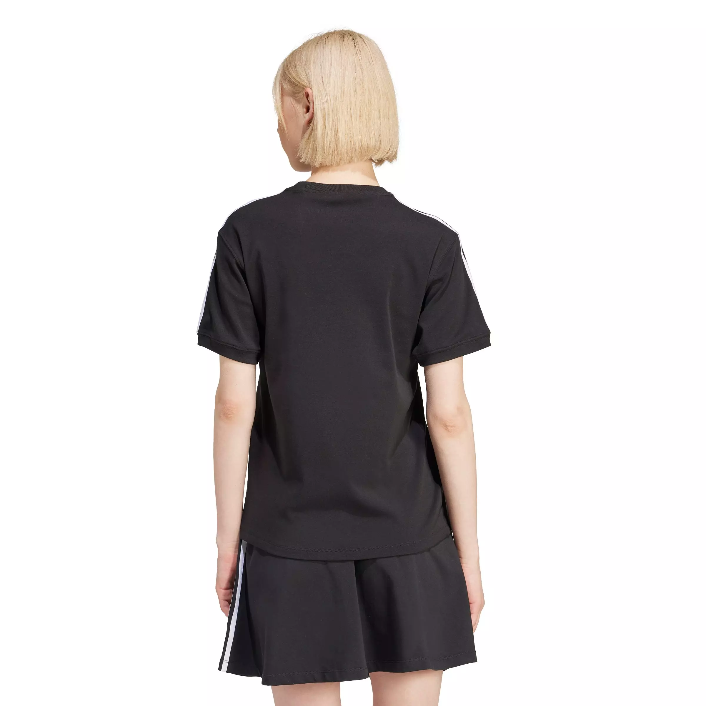 adidas Originals Women's Adicolor 3-Stripes Short Sleeve T-Shirt -Black - BLACK