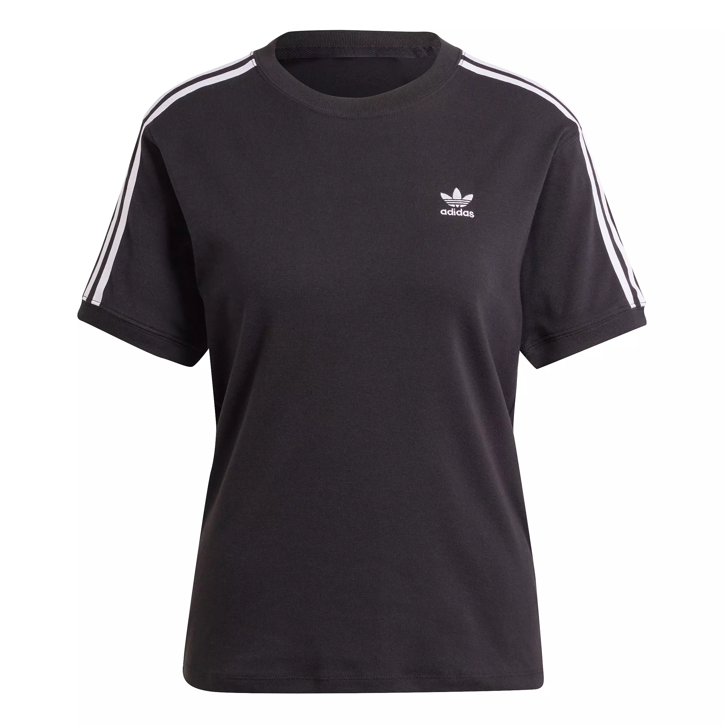 adidas Originals Women's Adicolor 3-Stripes Short Sleeve T-Shirt -Black - BLACK
