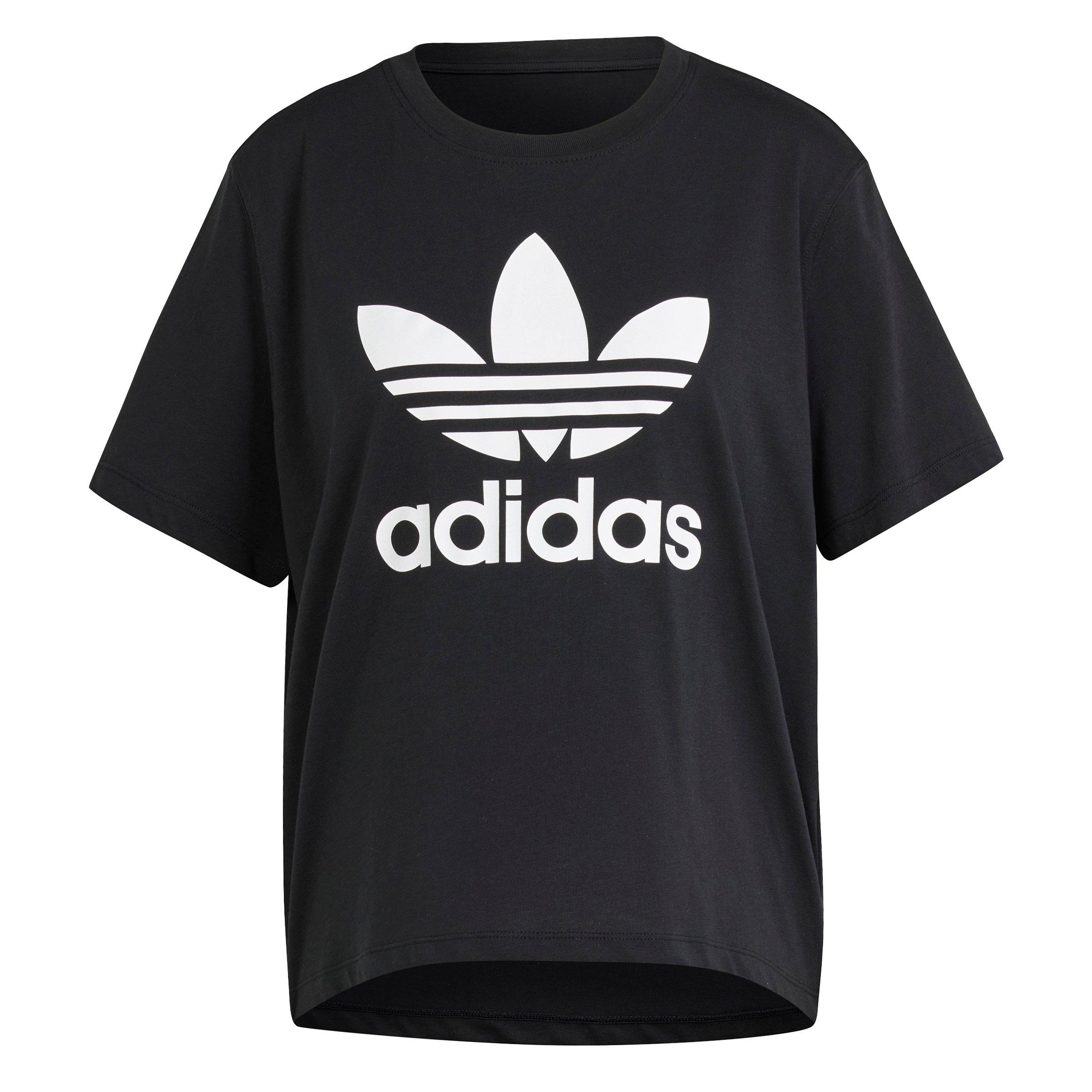 adidas Originals Women's Adicolor Trefoil 3-Stripes T-Shirt -Black - BLACK Thumbnail View 6