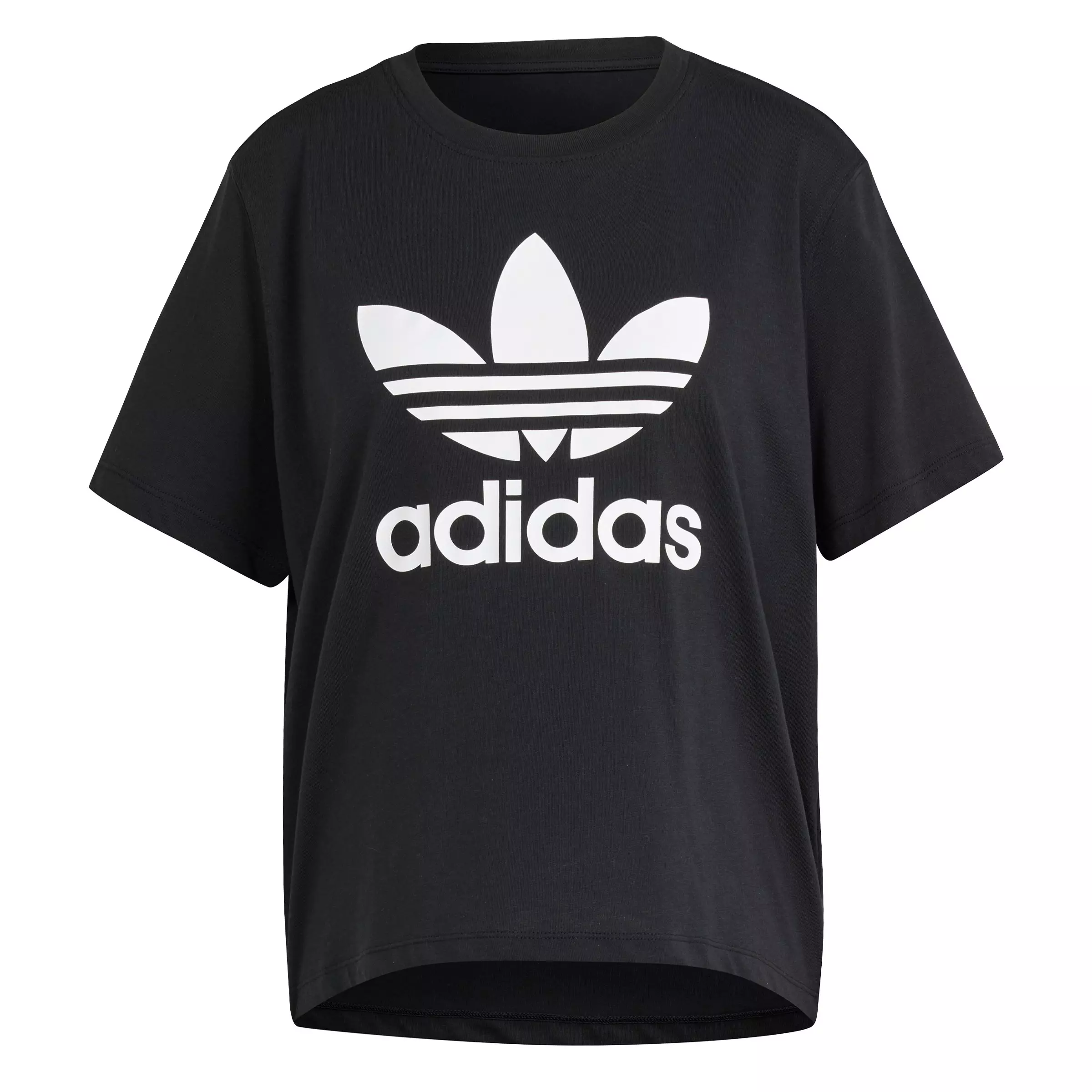 adidas Originals Women's Adicolor Trefoil 3-Stripes T-Shirt -Black - BLACK