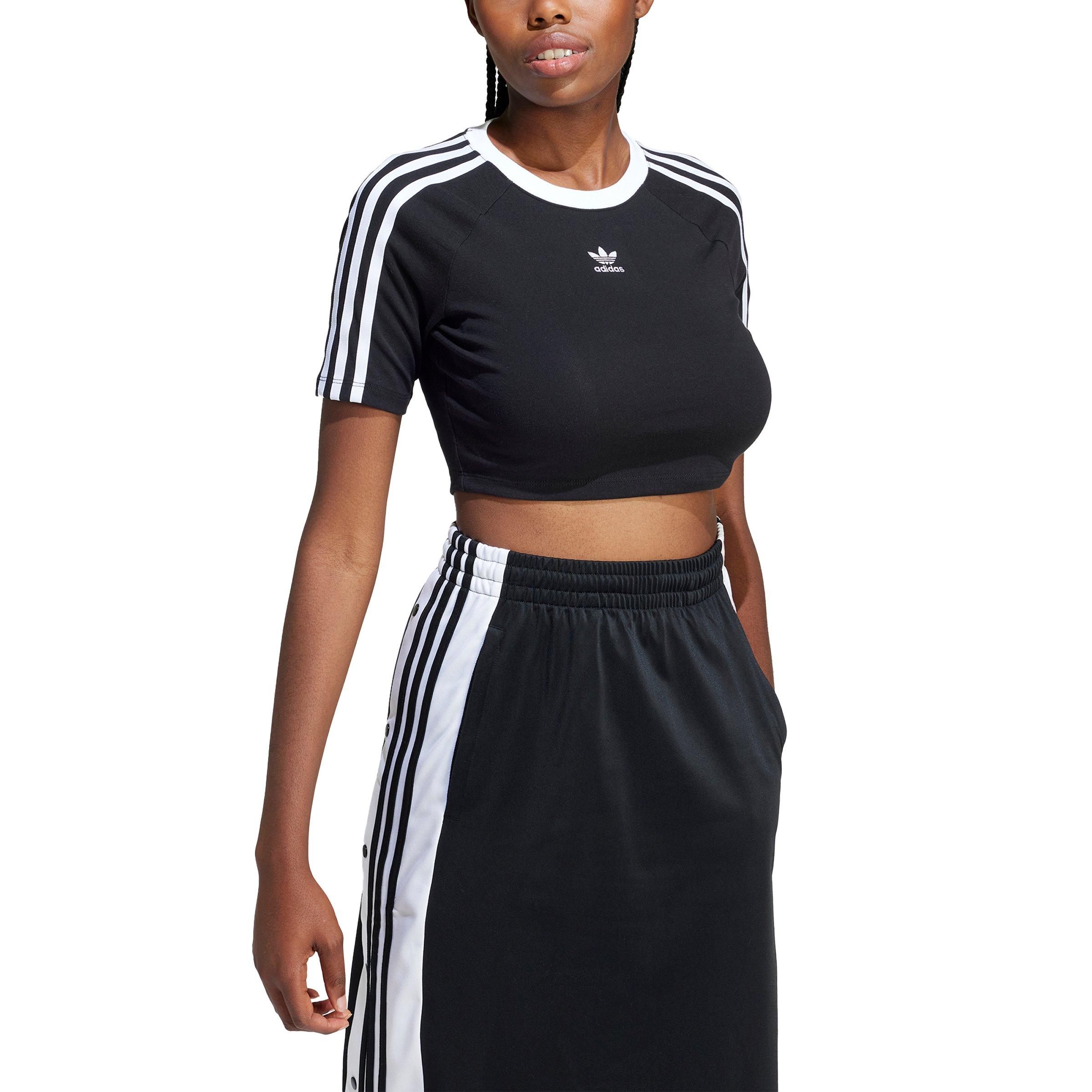 adidas Originals Women's Adicolor 3-Stripes Baby Tee - Black - BLACK Thumbnail View 1