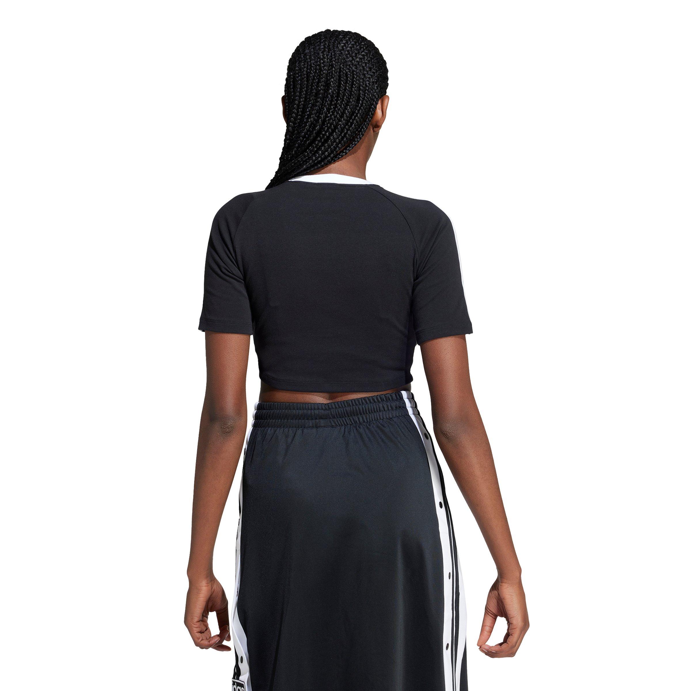 adidas Originals Women's Adicolor 3-Stripes Baby Tee - Black - BLACK Thumbnail View 2