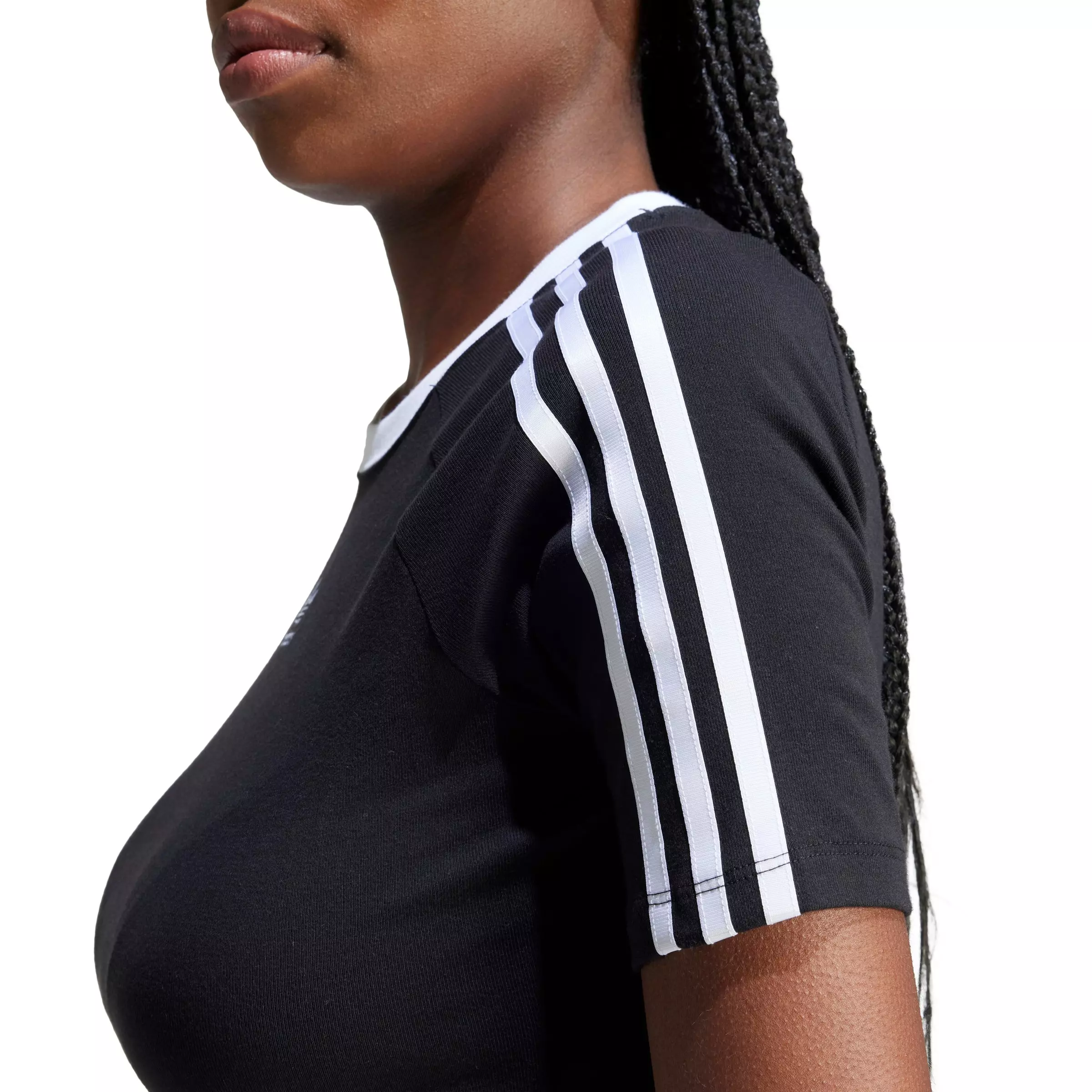 adidas Originals Women's Adicolor 3-Stripes Baby Tee - Black - BLACK