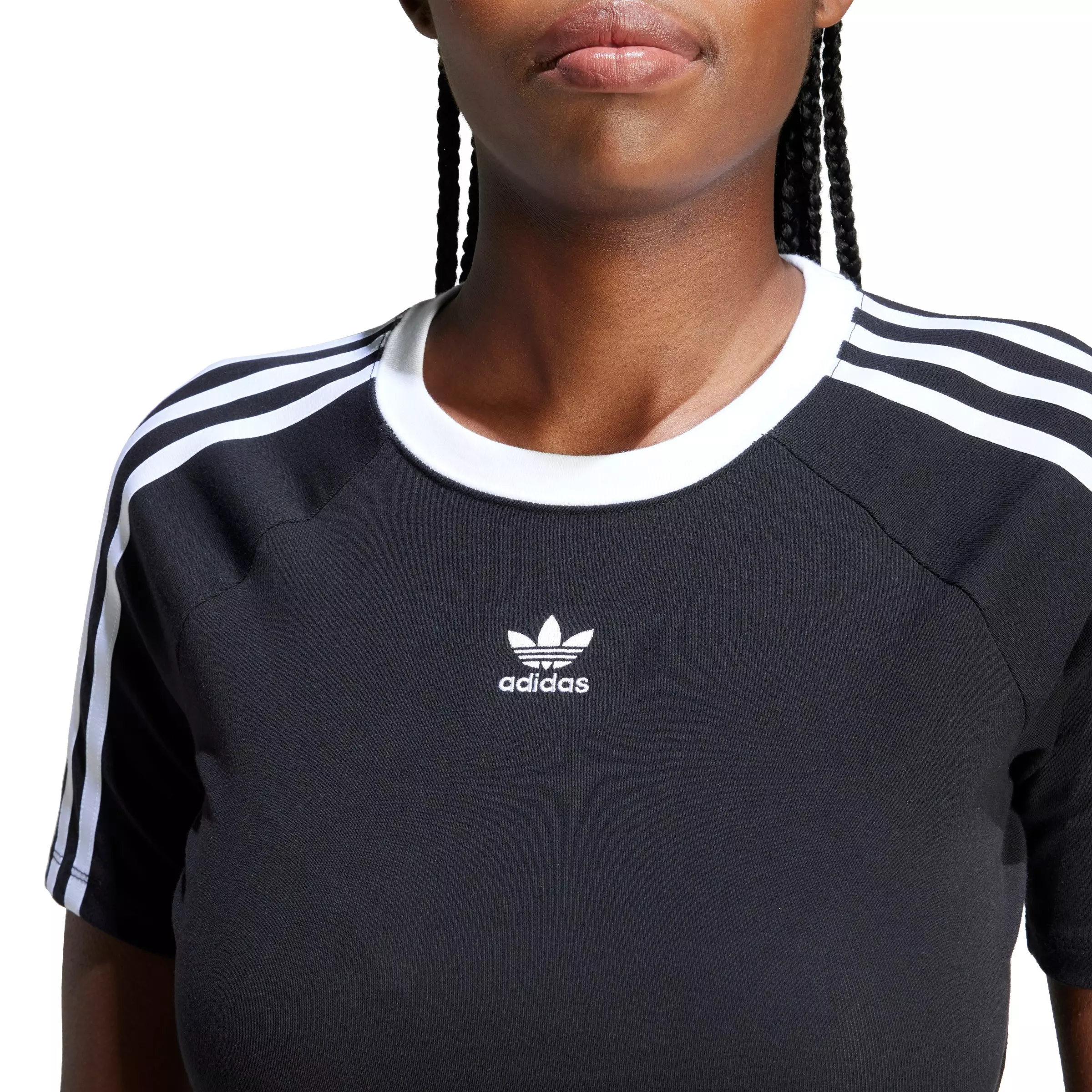 adidas Originals Women's Adicolor 3-Stripes Baby Tee - Black - BLACK