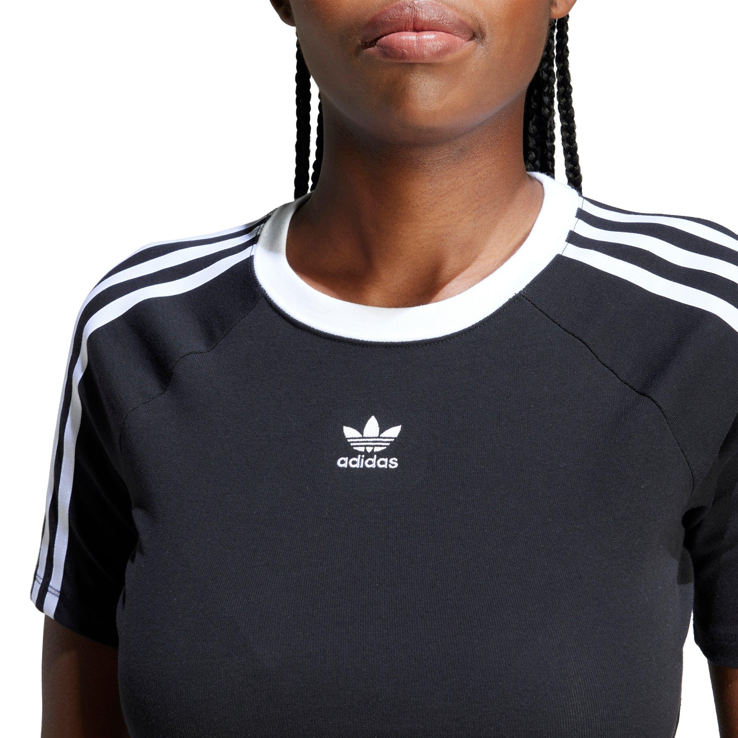 adidas Originals Women's Adicolor 3-Stripes Baby Tee -Black - BLACK Thumbnail View 4