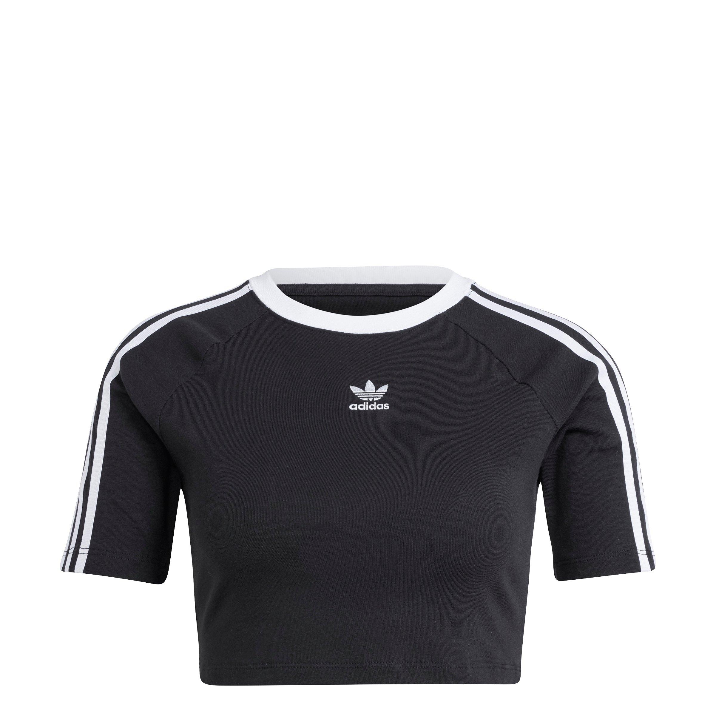 adidas Originals Women's Adicolor 3-Stripes Baby Tee -Black - BLACK Thumbnail View 6