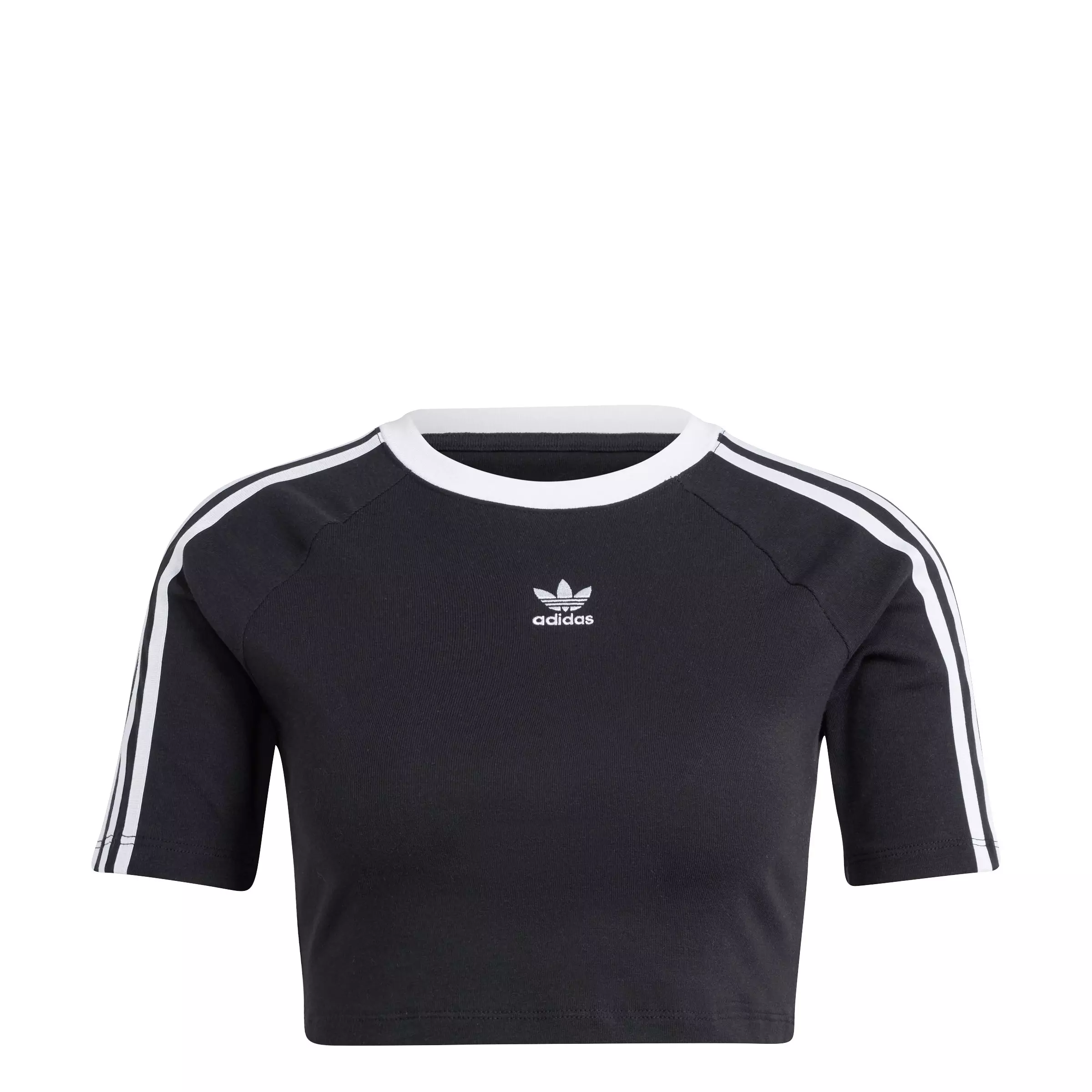 adidas Originals Women's Adicolor 3-Stripes Baby Tee -Black - BLACK