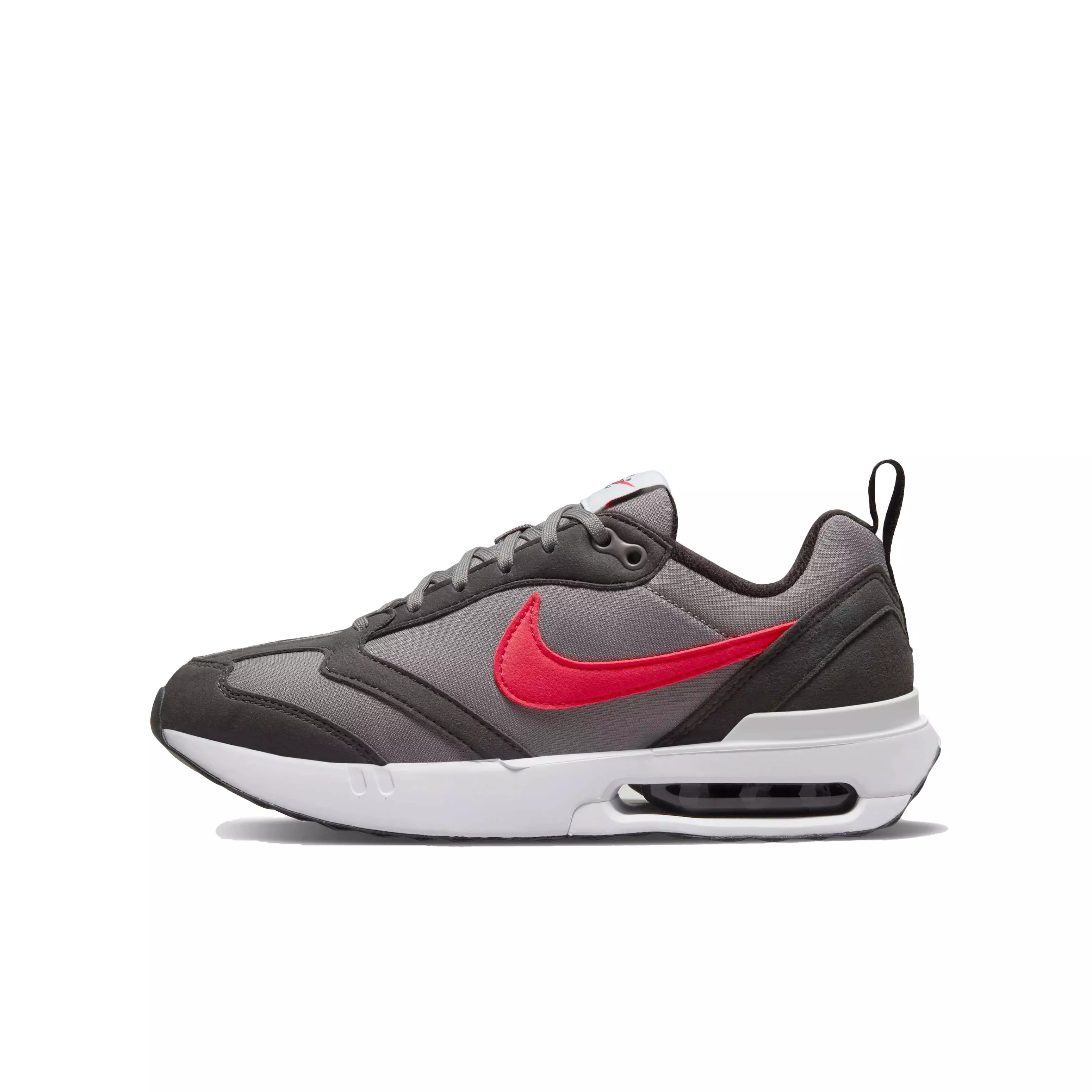 Nike Air Max Dawn "Flat Pewter/Siren Red/Medium Ash/Black" Grade School Boys' Shoe - GREY