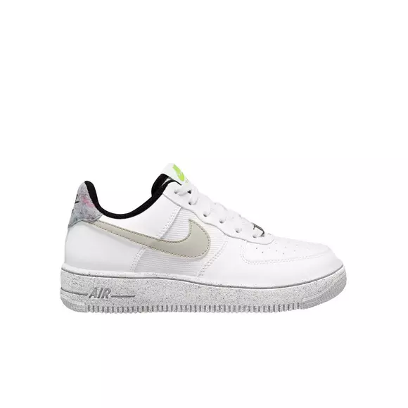  Nike Boys Air Force 1 Crater Next Nature Basketball Shoes,  White/Light Bone-Volt-Black, 3.5 M US