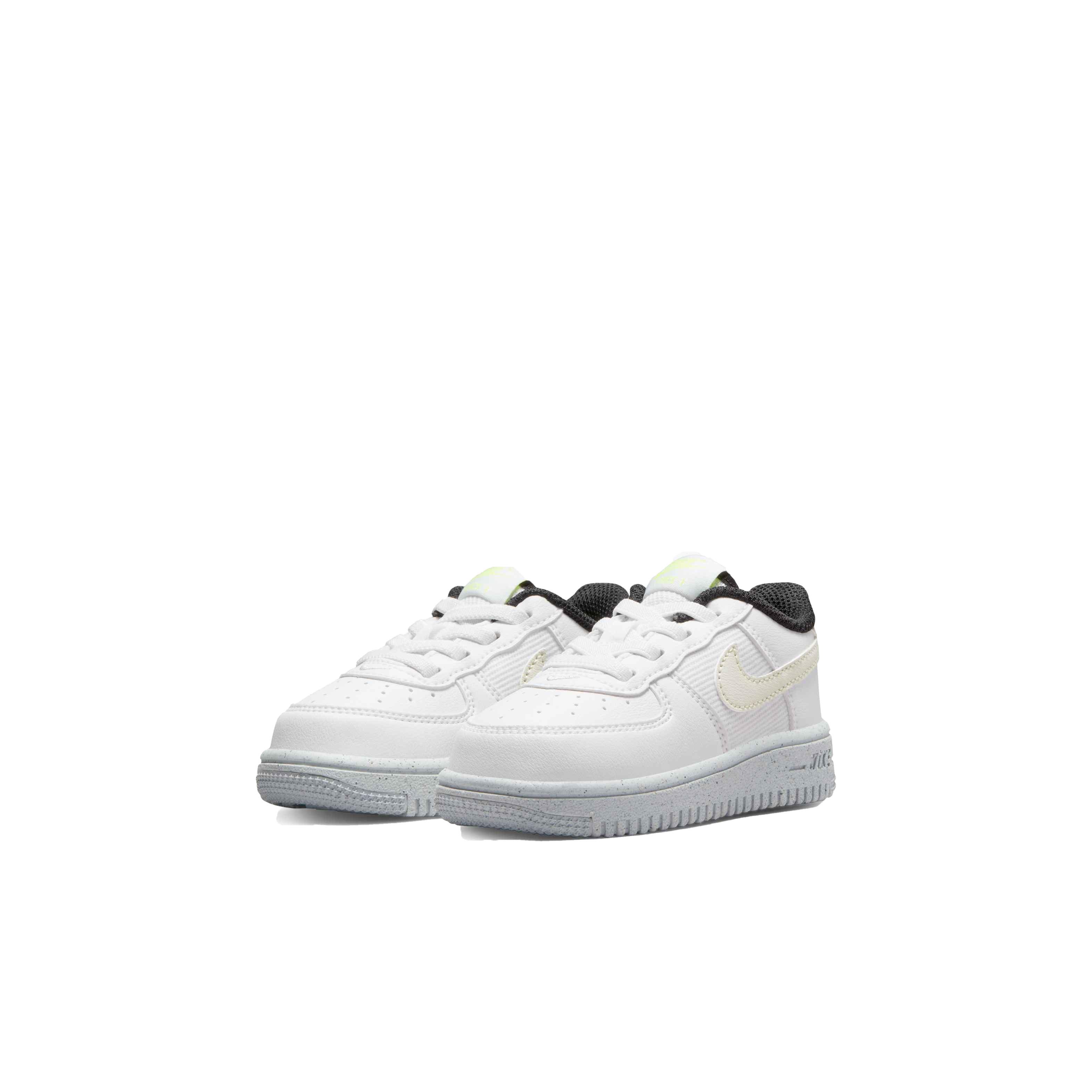  Nike Boys Air Force 1 Crater Next Nature Basketball Shoes,  White/Light Bone-Volt-Black, 3.5 M US