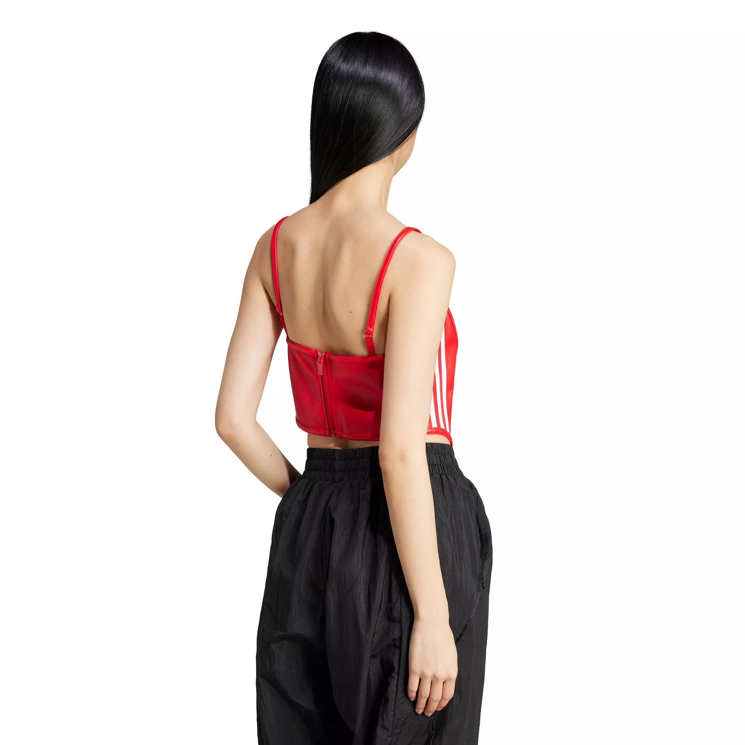 adidas Originals Women's Firebird Pleather Corset -Red - RED