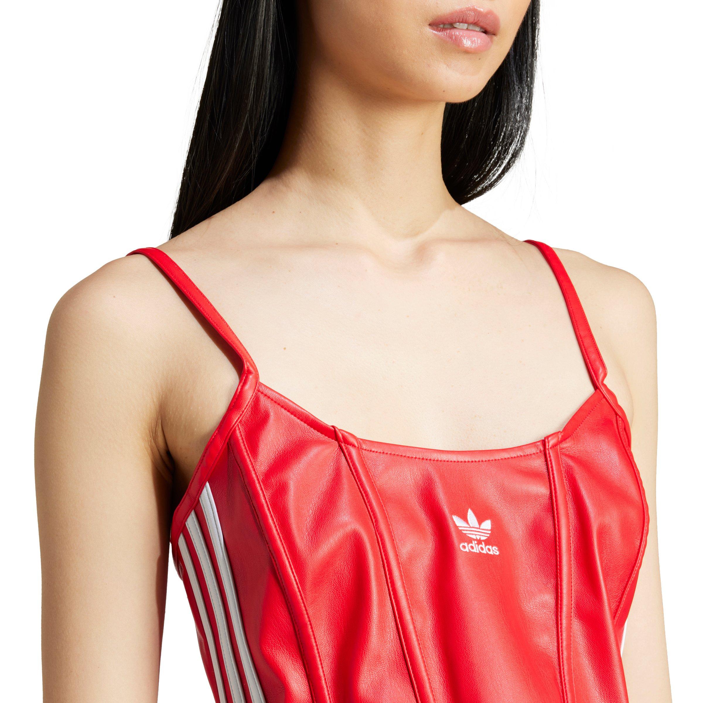 adidas Originals Women's Firebird Pleather Corset - Red - RED Thumbnail View 3