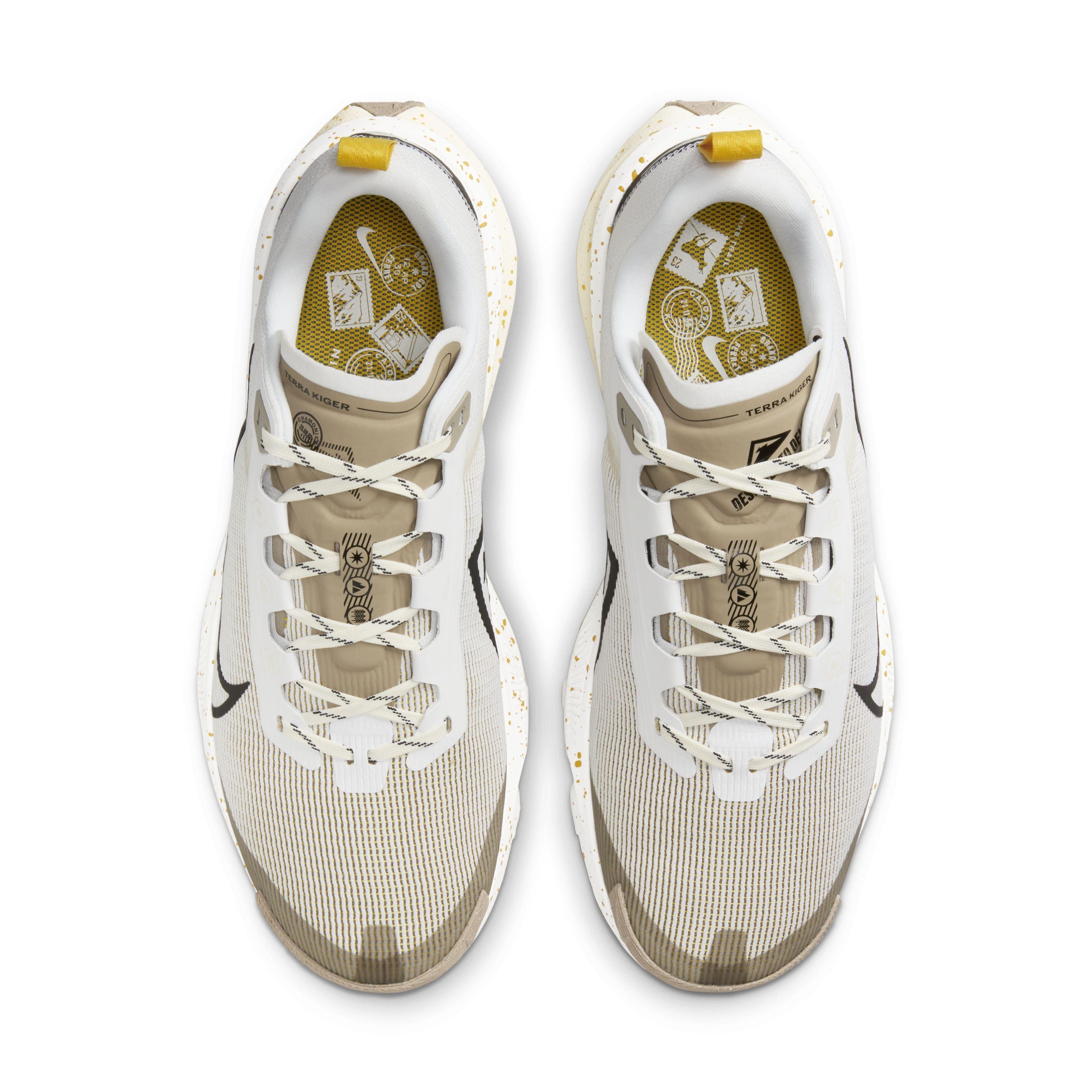 Nike Kiger 9 "White/Black/Khaki/Vivid Sulfur" Men's Trail Running Shoe - WHITE/BLACK/KHAKI/SULFUR Thumbnail View 4