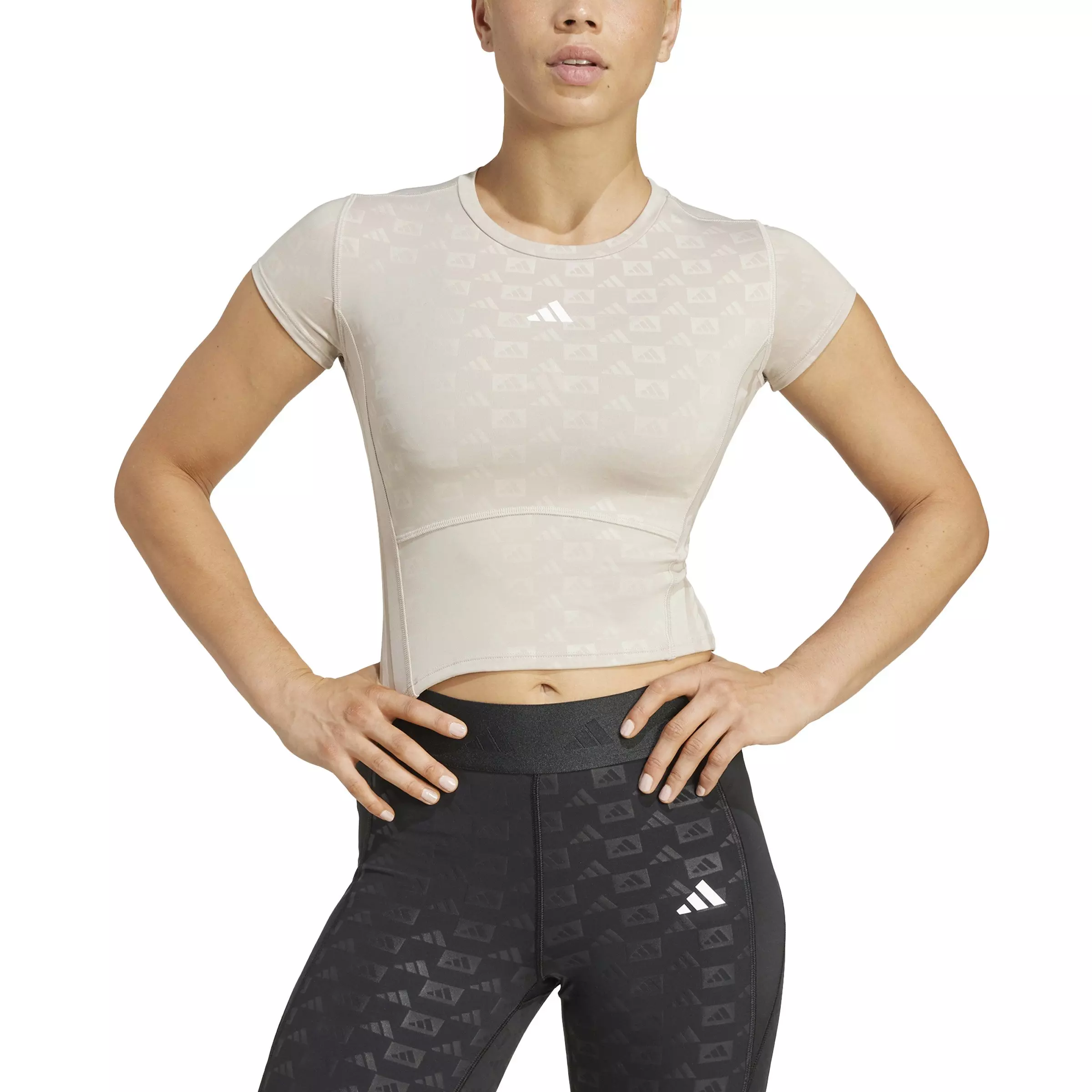 adidas Women's Hyperglam Training EmPerformances Tee -Beige - BEIGE