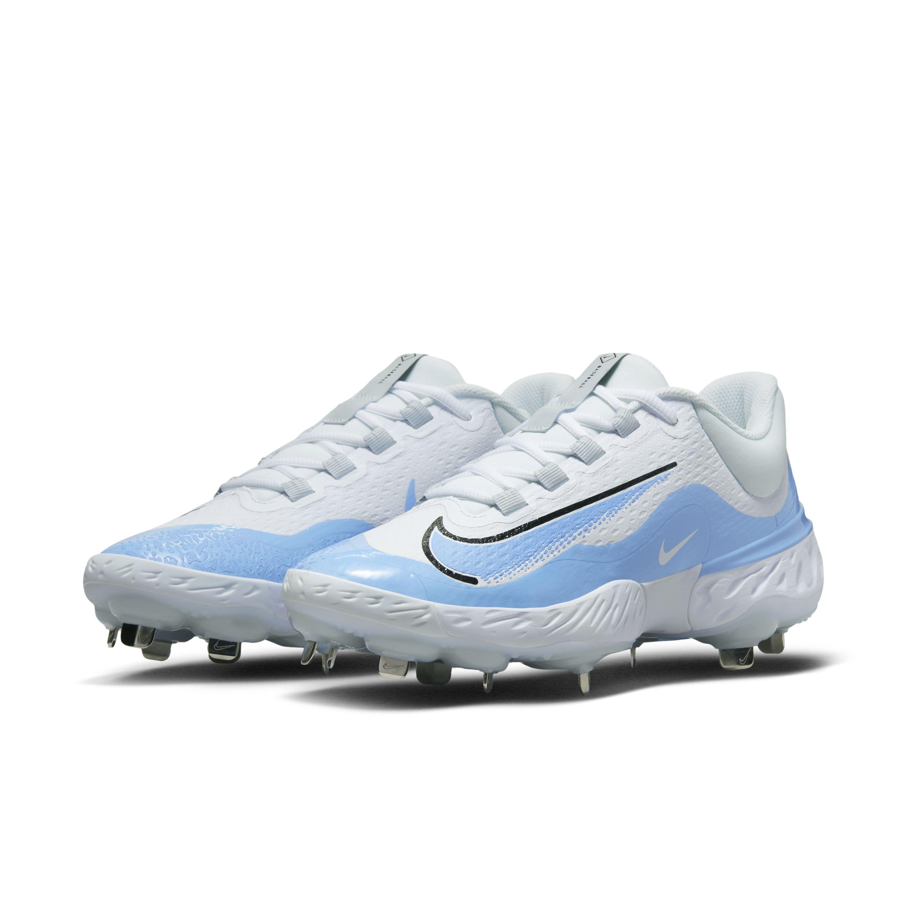 Nike Alpha Huarache Elite 4 Low Team White Valor Blue Pure Platinum Black Men s Baseball Cleat Hibbett