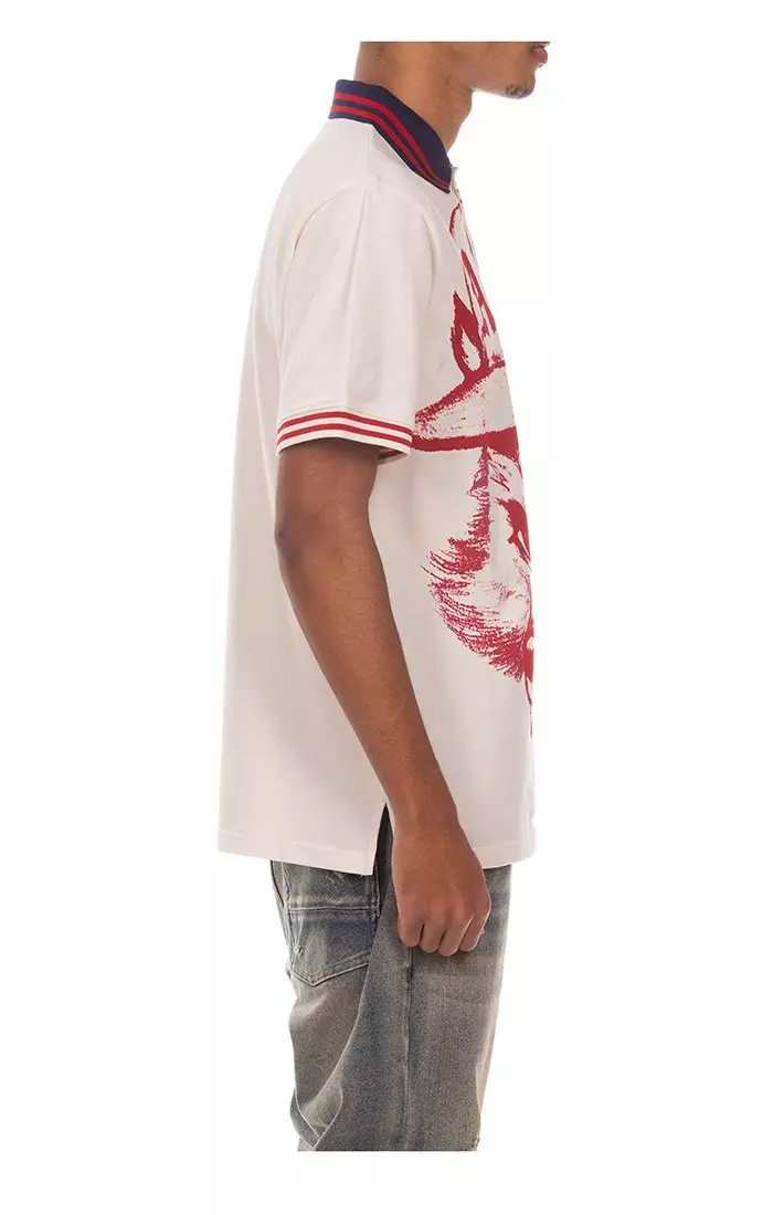 AKOO Men's King Short Sleeve Polo - White/Red - WHITE/RED