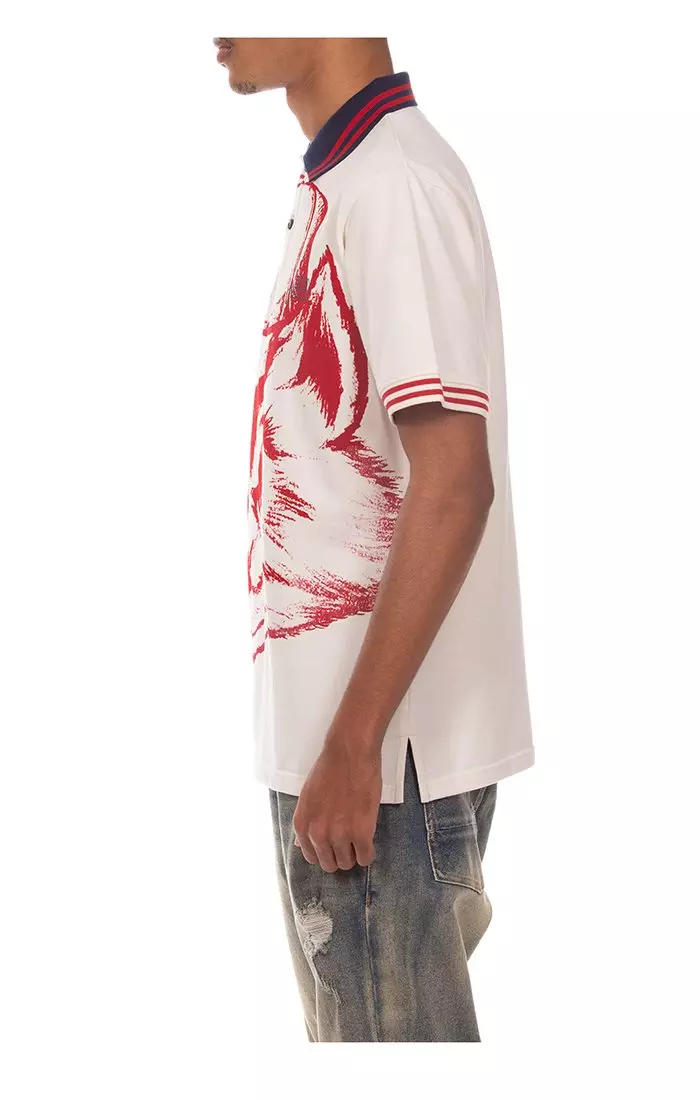 AKOO Men's King Short Sleeve Polo - White/Red - WHITE/RED