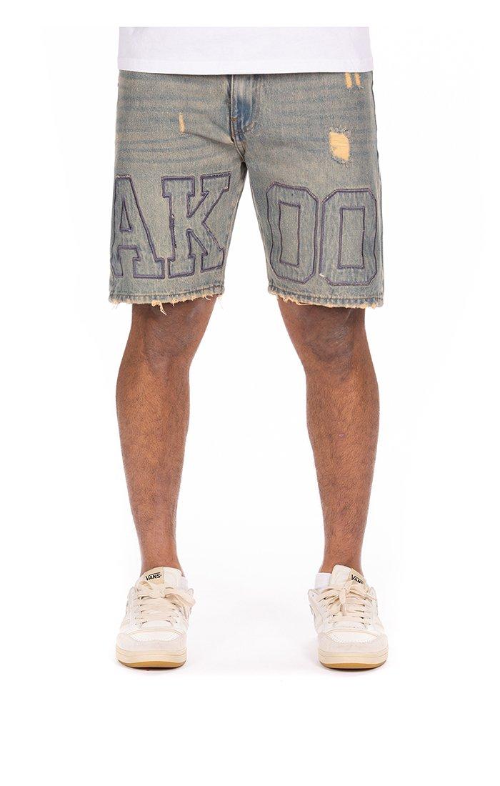 AKOO Men's Lee Light Blue Wash Denim Shorts - BLUE