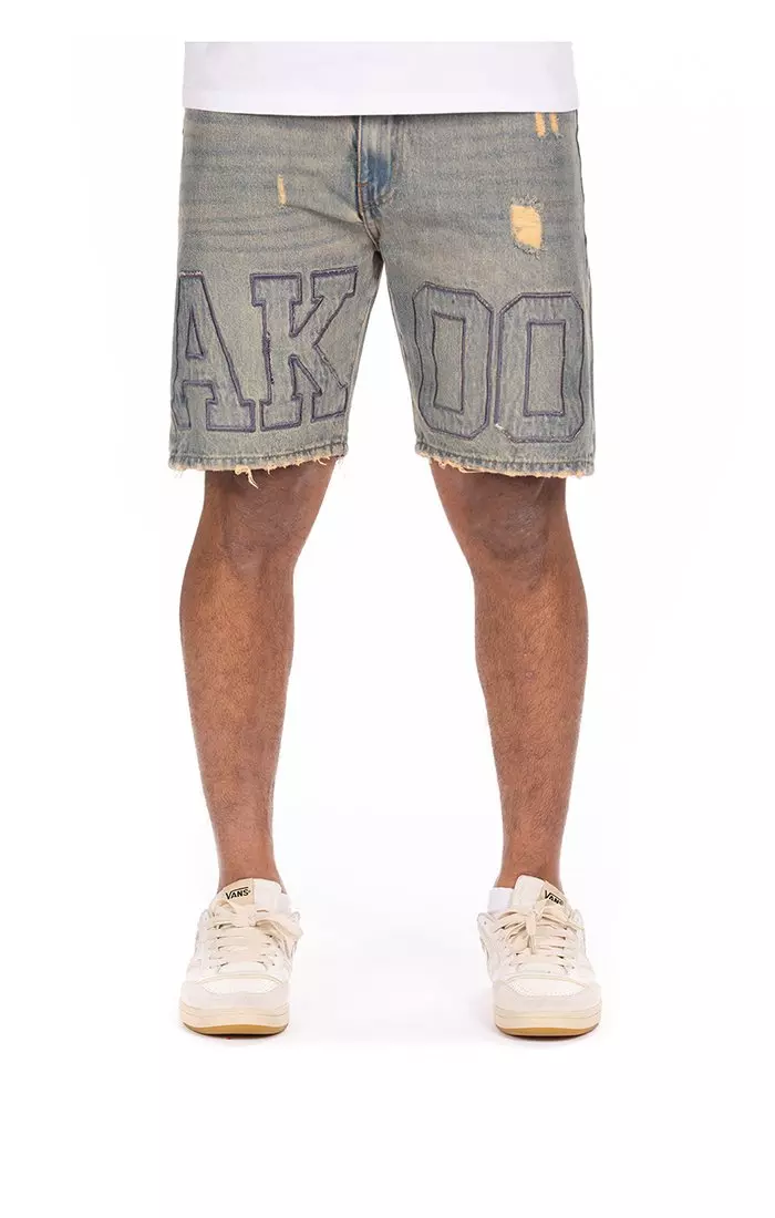 AKOO Men's Lee Light Blue Wash Denim Shorts - BLUE