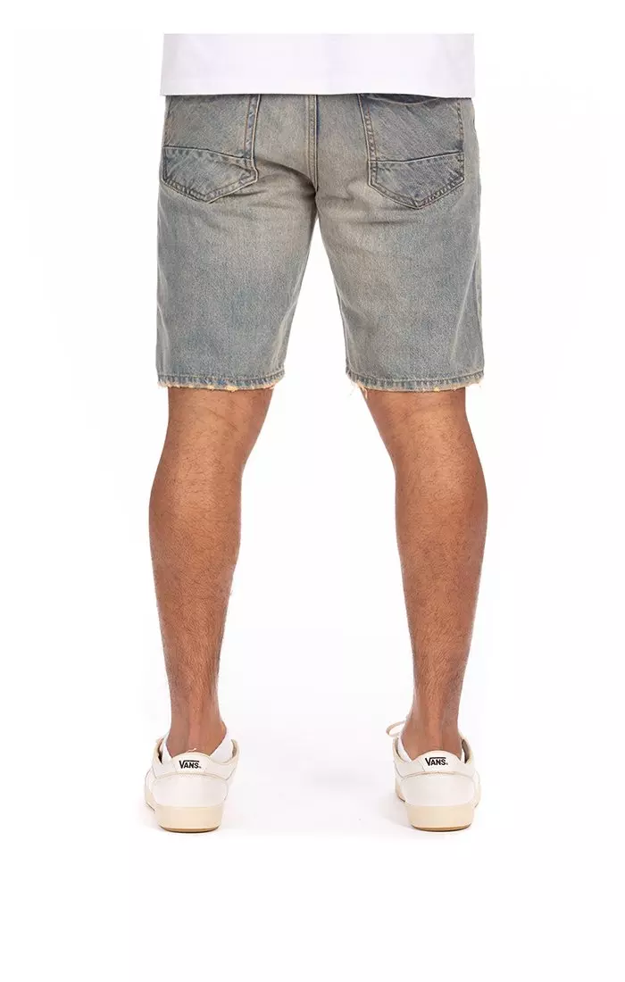AKOO Men's Lee Light Blue Wash Denim Shorts - BLUE
