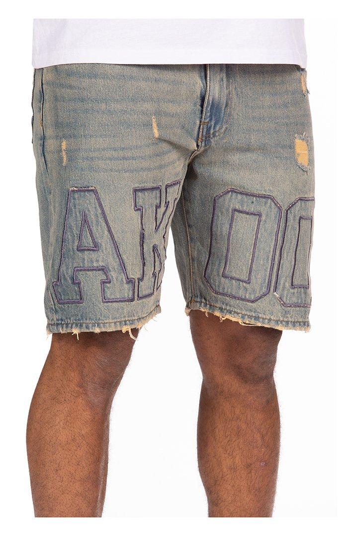 AKOO Men's Lee Light Blue Wash Denim Shorts - BLUE