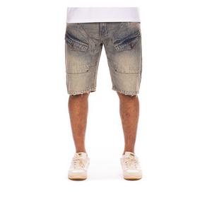AKOO Men's Marvin Vintage Blue Wash Denim Shorts - BLUE