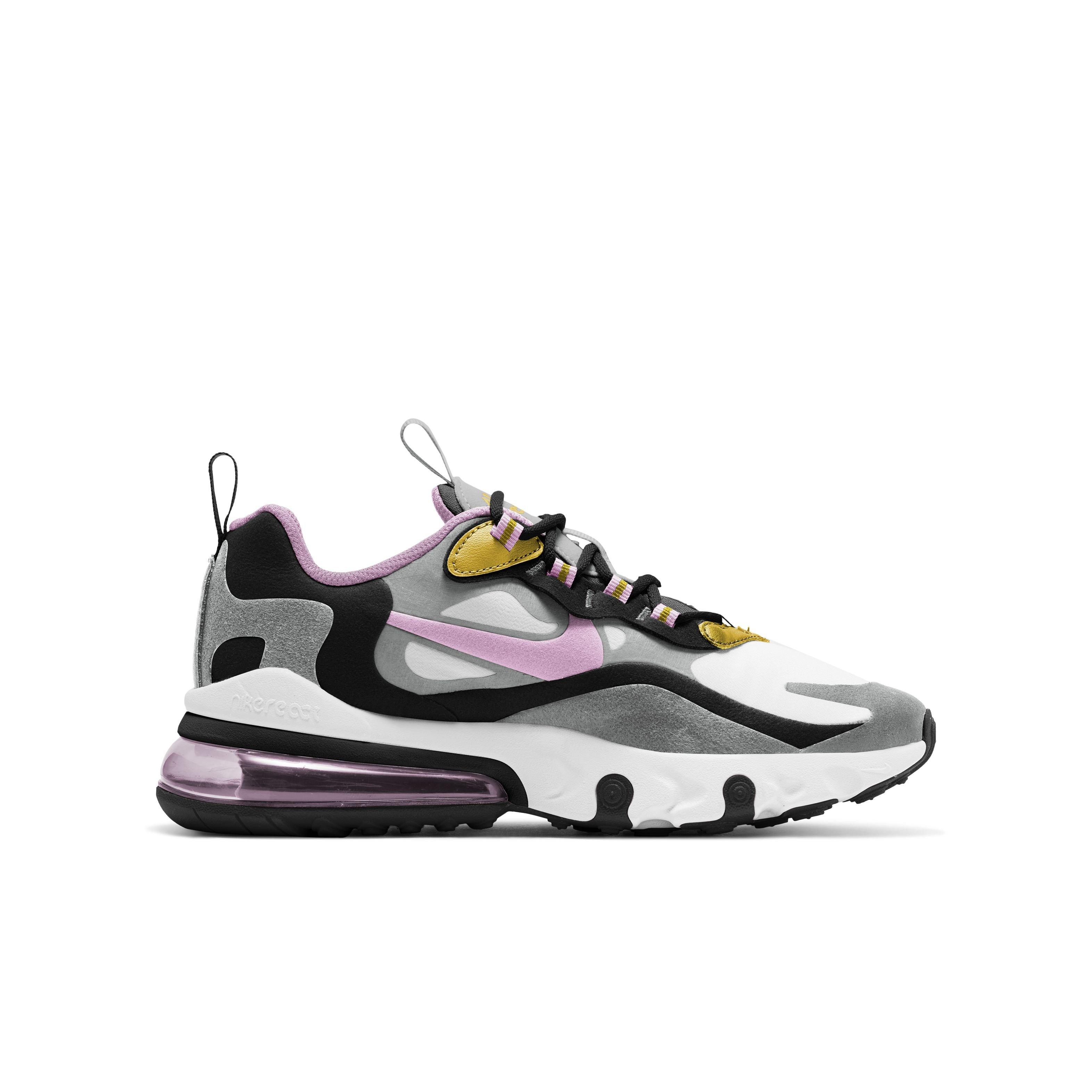 Nike Air Max 270 React Particle Grey Dark Sulfur Black Light Arctic Pink Grade School Kids Shoe Hibbett City Gear