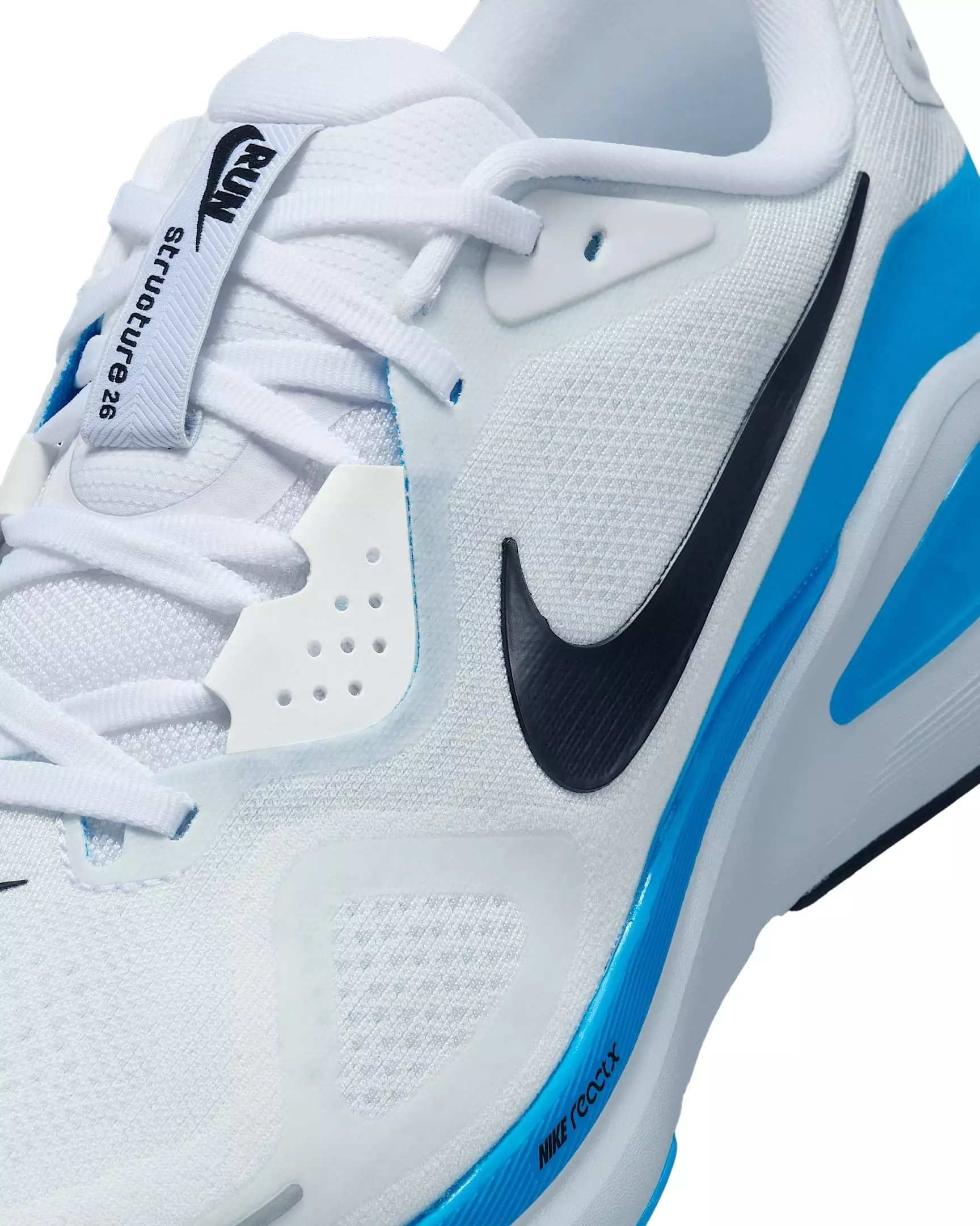 Nike Structure 26 "White/Blue Hero/Pure Platinum/Black" Men's Running Shoe - WHITE/BLUE/PLATINUM/BLACK