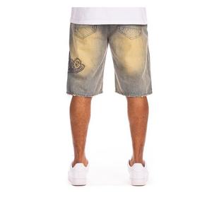AKOO Men's Sly Fox Vintage Blue Wash Denim Shorts - BLUE