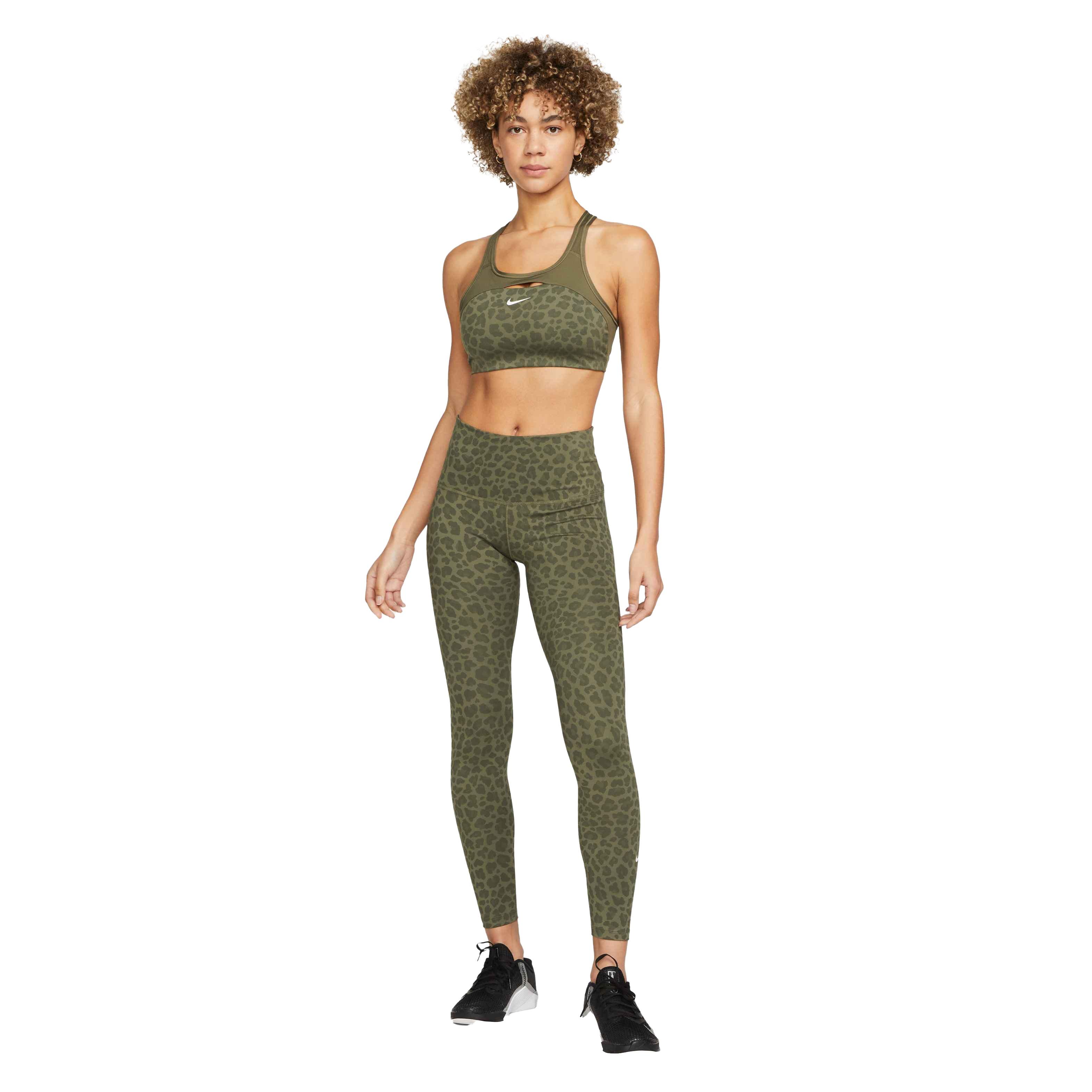 Nike Women's One Dri-FIT High-Rise Printed Leopard Leggings - OLIVE GREEN Thumbnail View 5