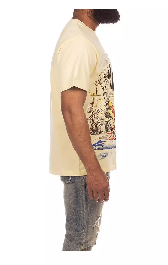 AKOO Men's Above The Rim Short Sleeve Knit Tee - Yellow - YELLOW
