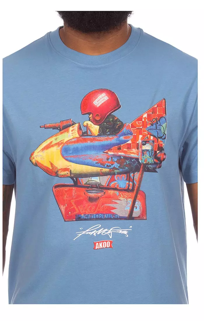 AKOO Men's No Limit Short Sleeve Knit Tee - Light Blue - LIGHT BLUE