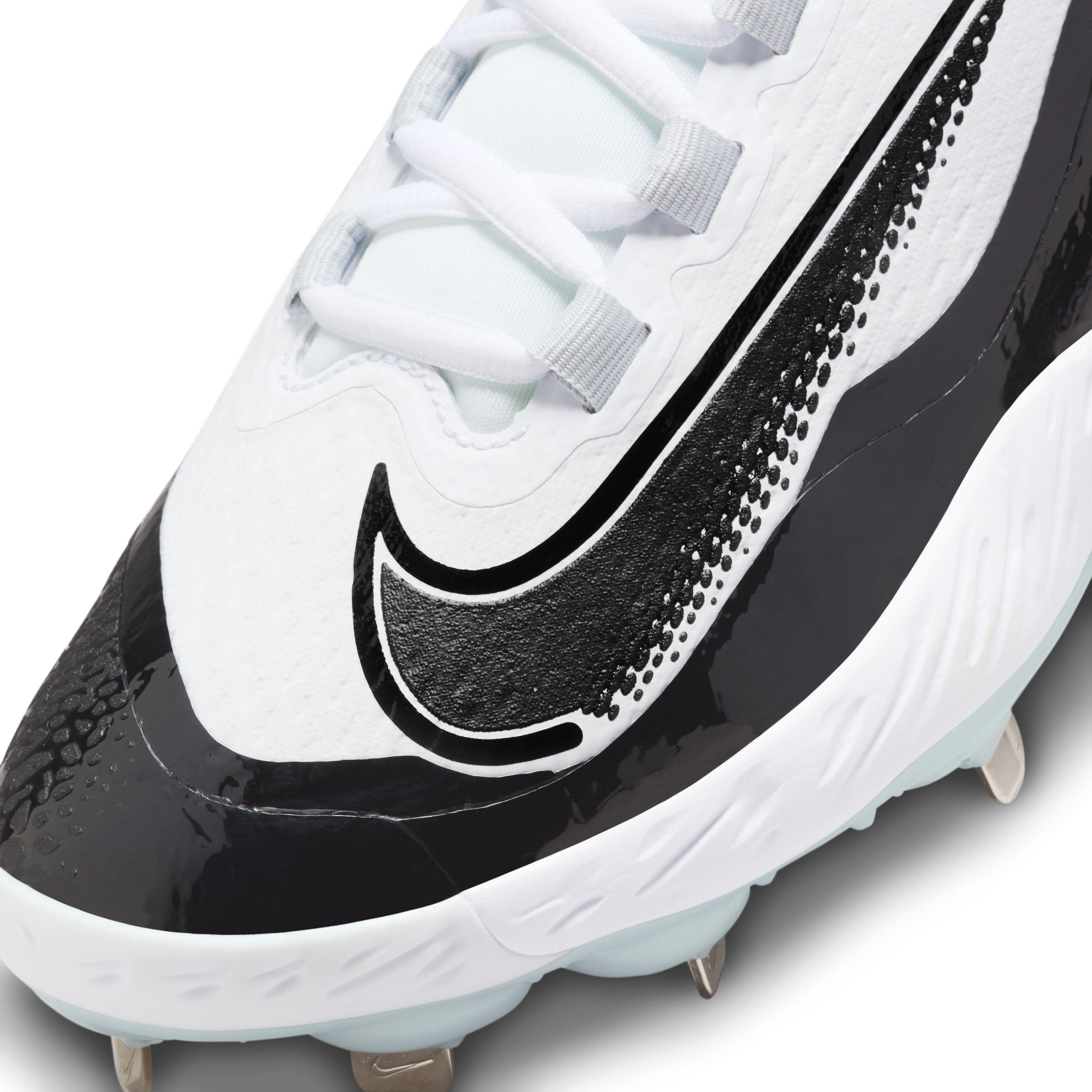 Nike Alpha Huarache Elite 4 Mid White Black Blue Tint Pure Platinum Men s Baseball Cleat Hibbett