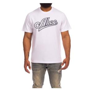 AKOO Men's Script Short Sleeve Knit Tee - White - WHITE