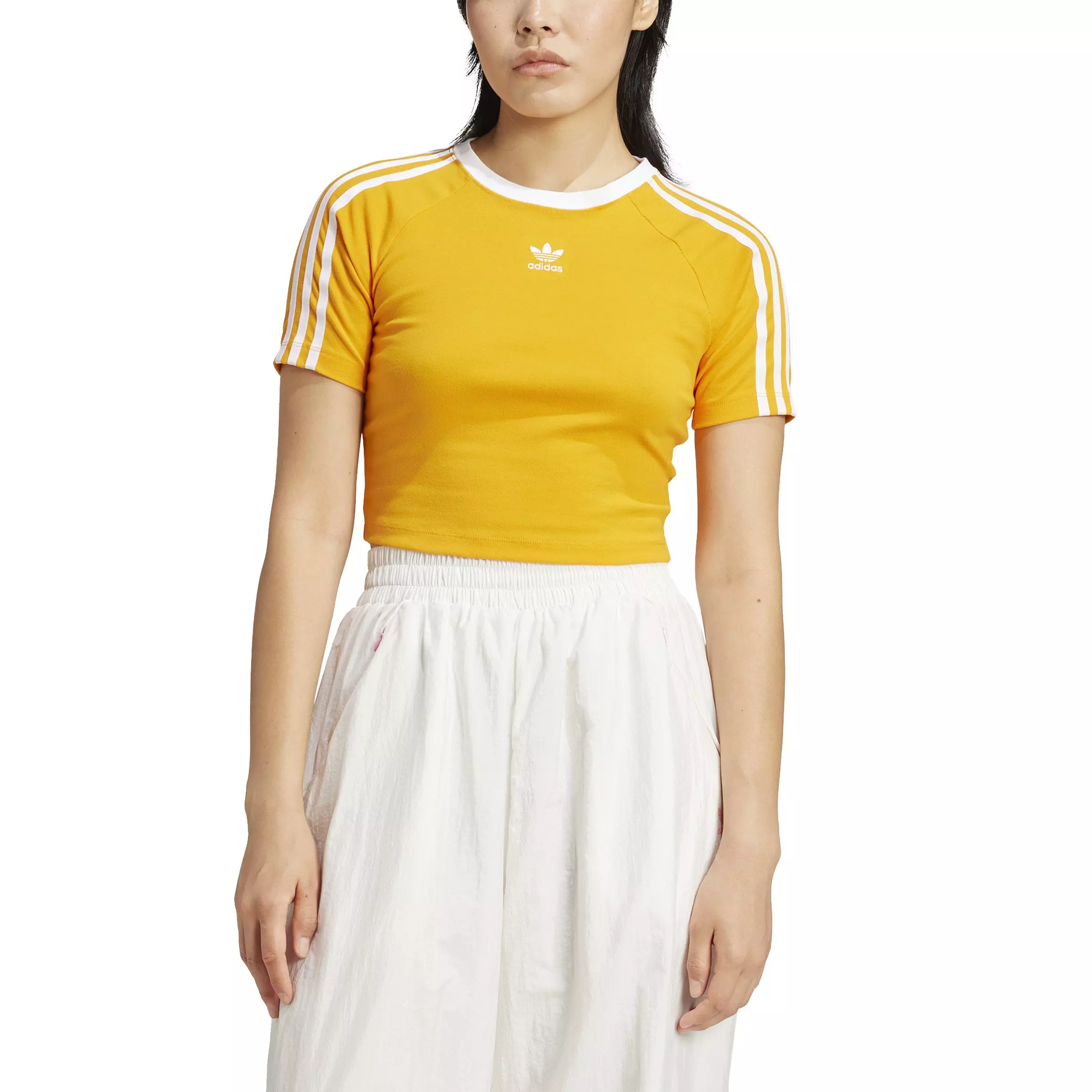 adidas Originals Women's 3-Stripes Baby T-Shirt -Orange - ORANGE