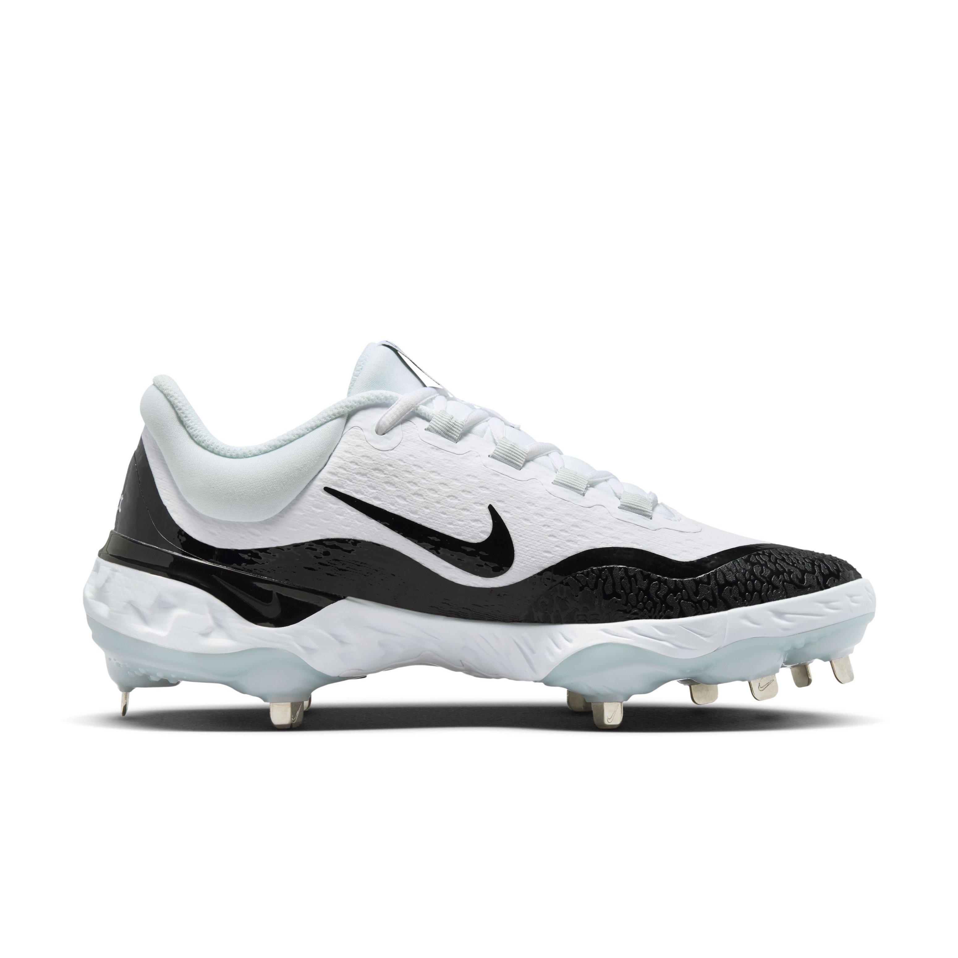 Nike Alpha Huarache Elite 4 Low "White/Black/Blue Tint/Pure Platinum" Men's Baseball Cleat - WHITE/BLACK/BLUE/PLATINUM Thumbnail View 1