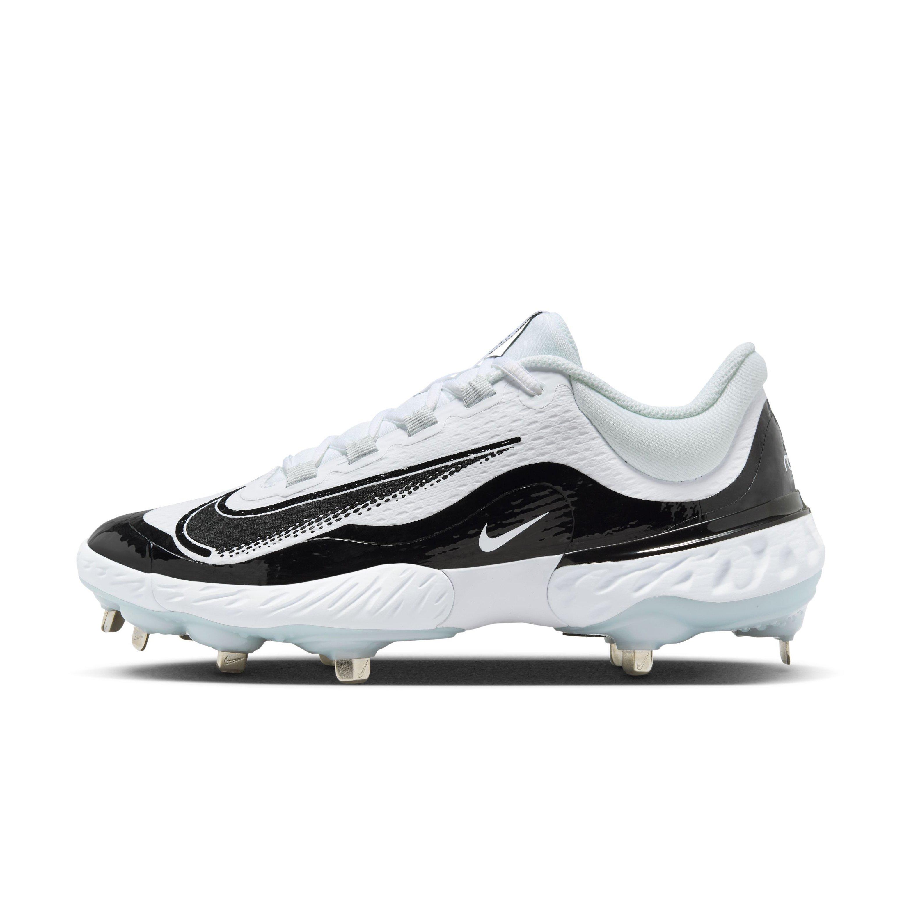 Nike Alpha Huarache Elite 4 Low "White/Black/Blue Tint/Pure Platinum" Men's Baseball Cleat - WHITE/BLACK/BLUE/PLATINUM Thumbnail View 2