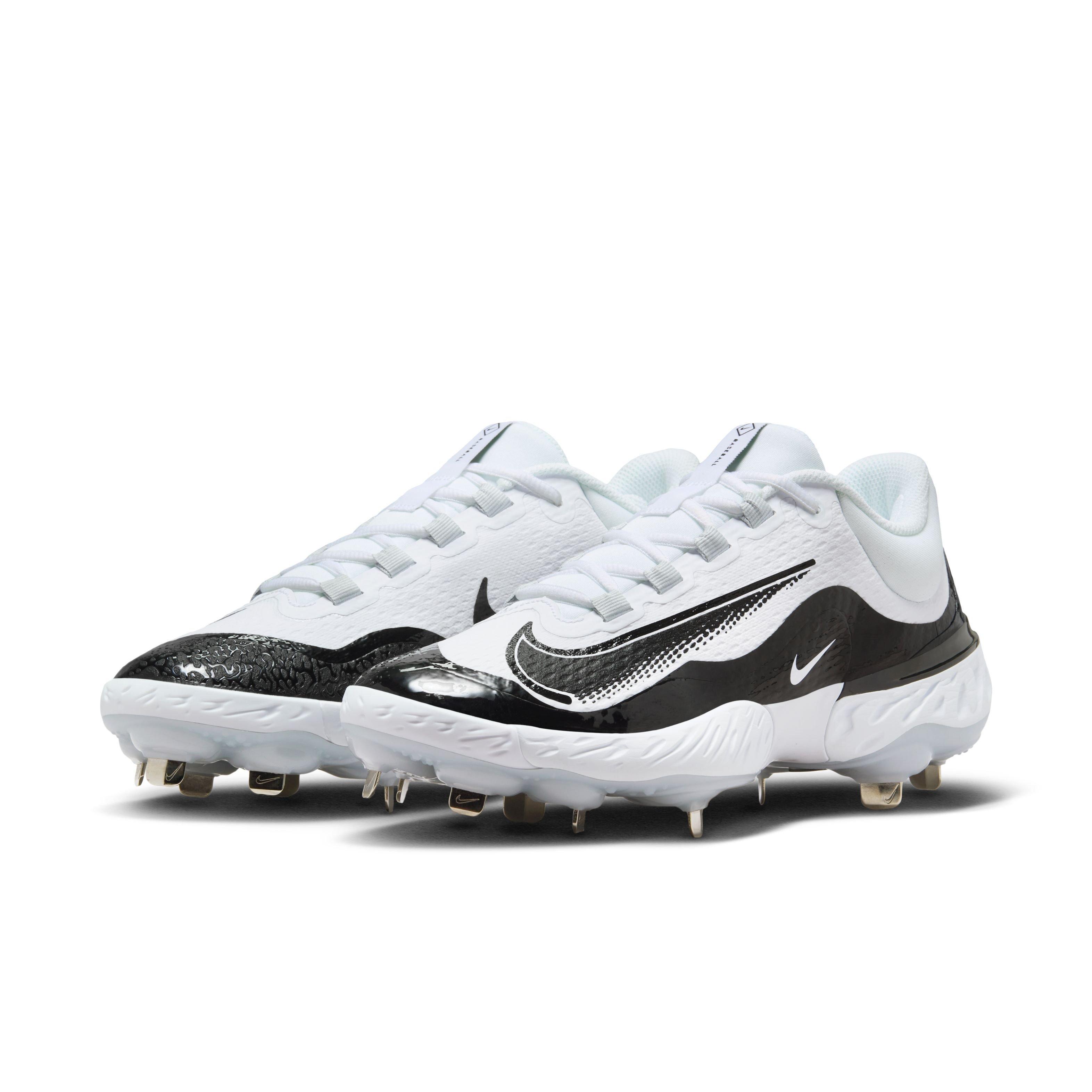 Nike Alpha Huarache Elite 4 Low "White/Black/Blue Tint/Pure Platinum" Men's Baseball Cleat - WHITE/BLACK/BLUE/PLATINUM Thumbnail View 3
