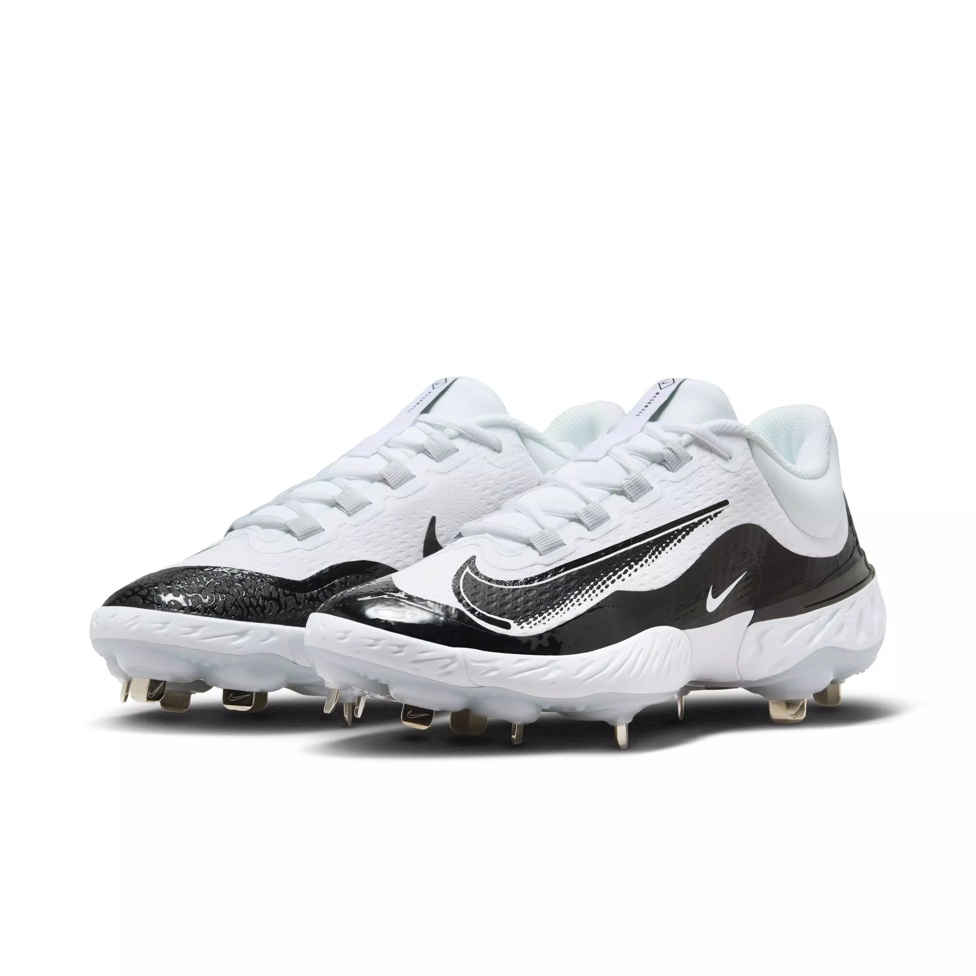 Nike Alpha Huarache Elite 4 Low "White/Black/Blue Tint/Pure Platinum" Men's Baseball Cleat - WHITE/BLACK/BLUE/PLATINUM