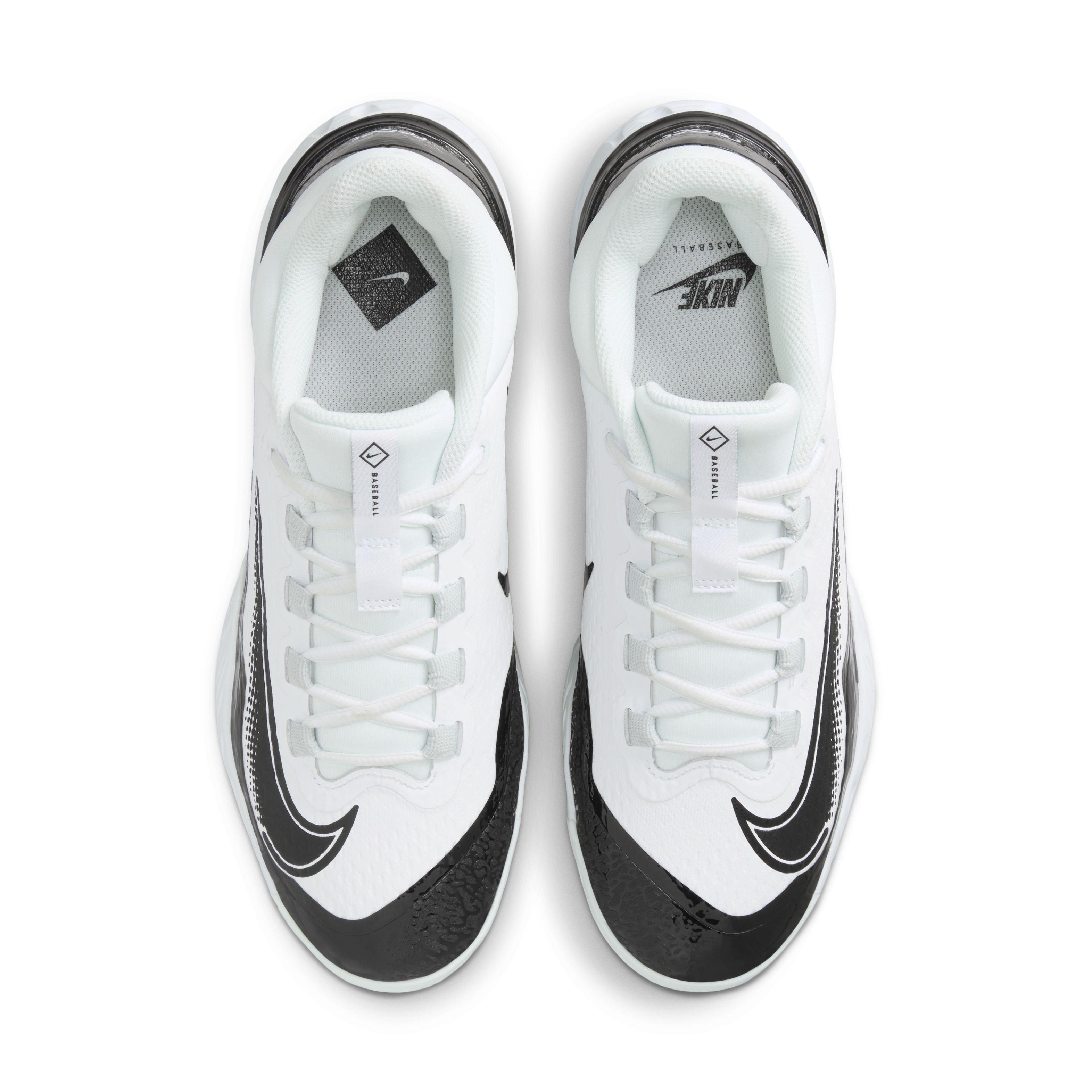 Nike Alpha Huarache Elite 4 Low "White/Black/Blue Tint/Pure Platinum" Men's Baseball Cleat - WHITE/BLACK/BLUE/PLATINUM Thumbnail View 4