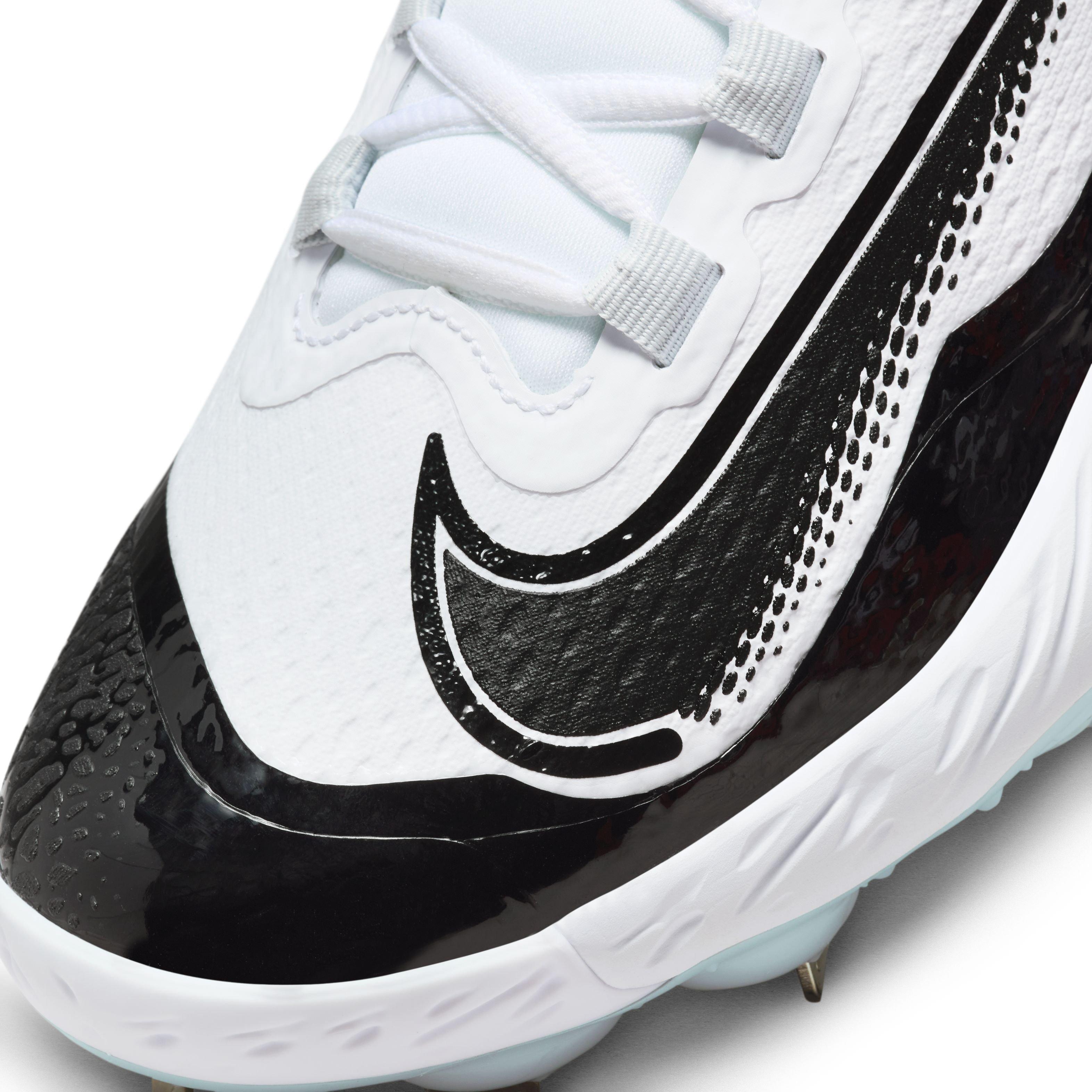 Nike Alpha Huarache Elite 4 Low "White/Black/Blue Tint/Pure Platinum" Men's Baseball Cleat - WHITE/BLACK/BLUE/PLATINUM Thumbnail View 8