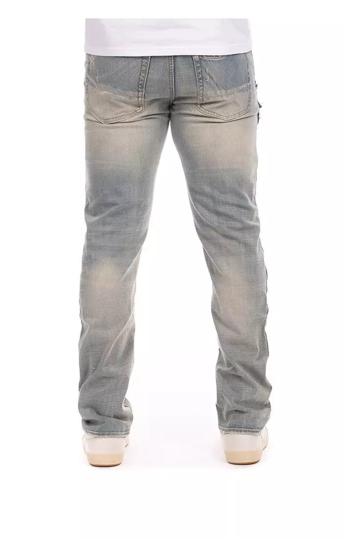 AKOO Men's Noble Light Blue Wash Denim Jeans - BLUE